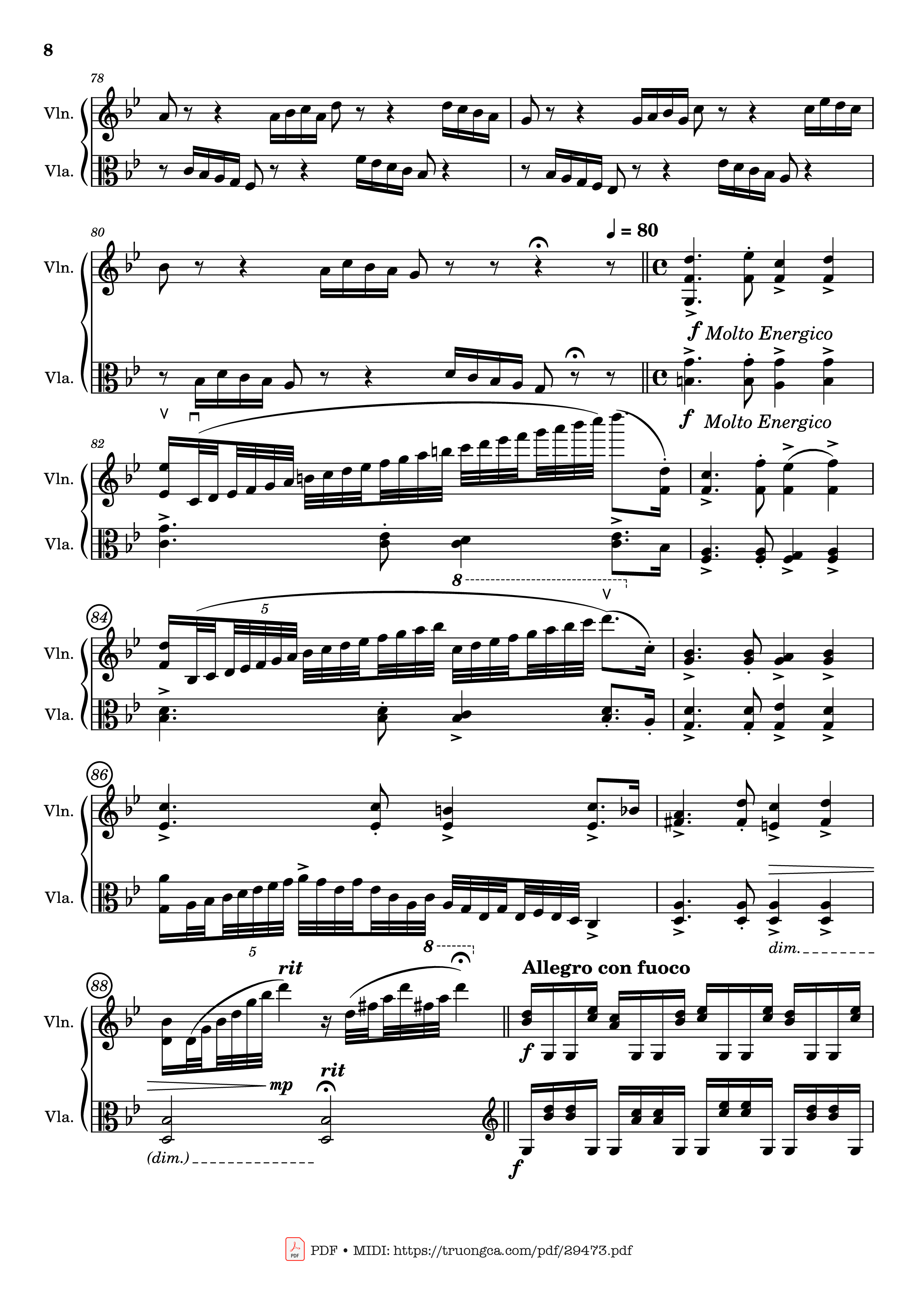 Page 8 of Sheet music PDF Passacaglia for Violin and Viola - Johan Halvorsen