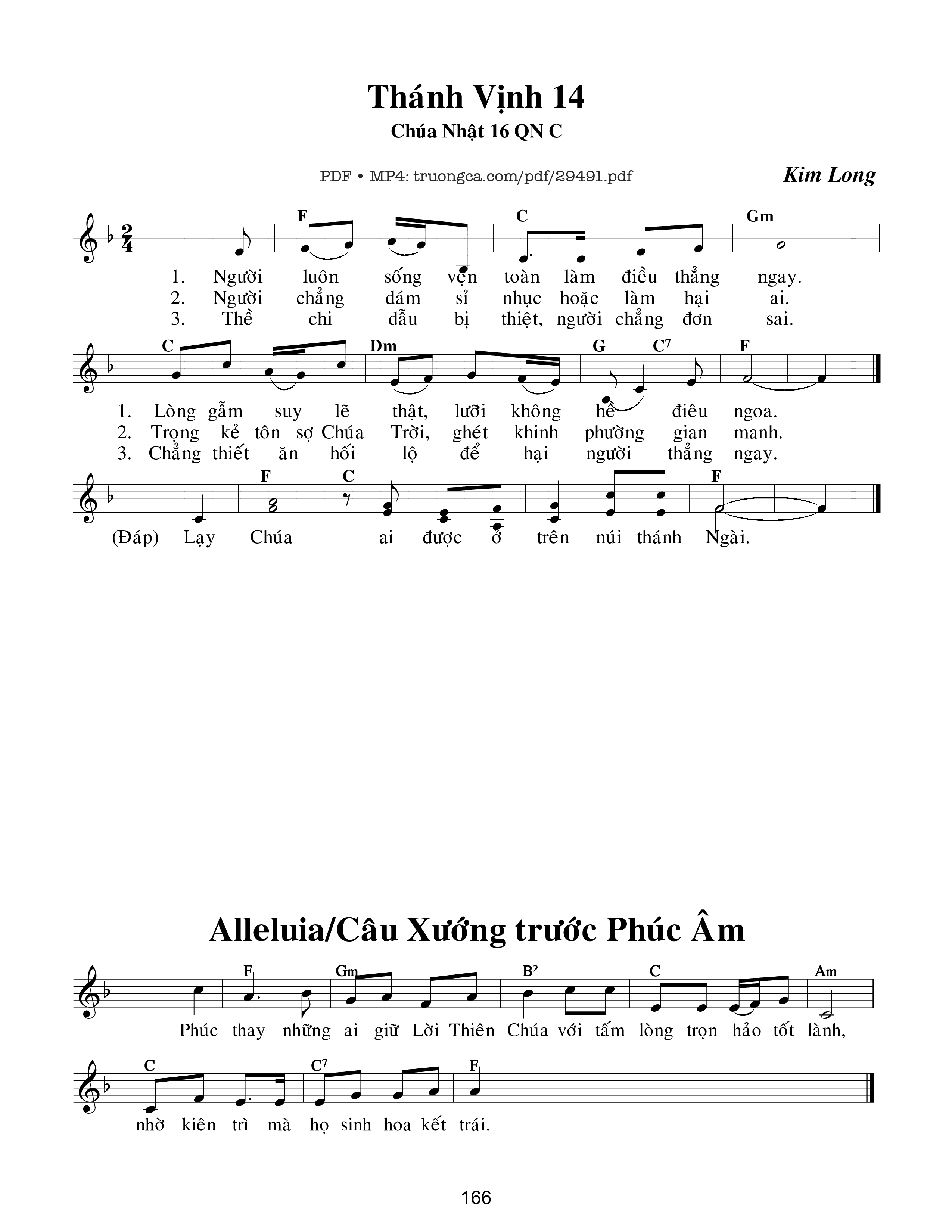 Page 1 of Sheet music PDF Thánh Vịnh 14, Chúa Nhật 16C Thường Niên - Kim Long