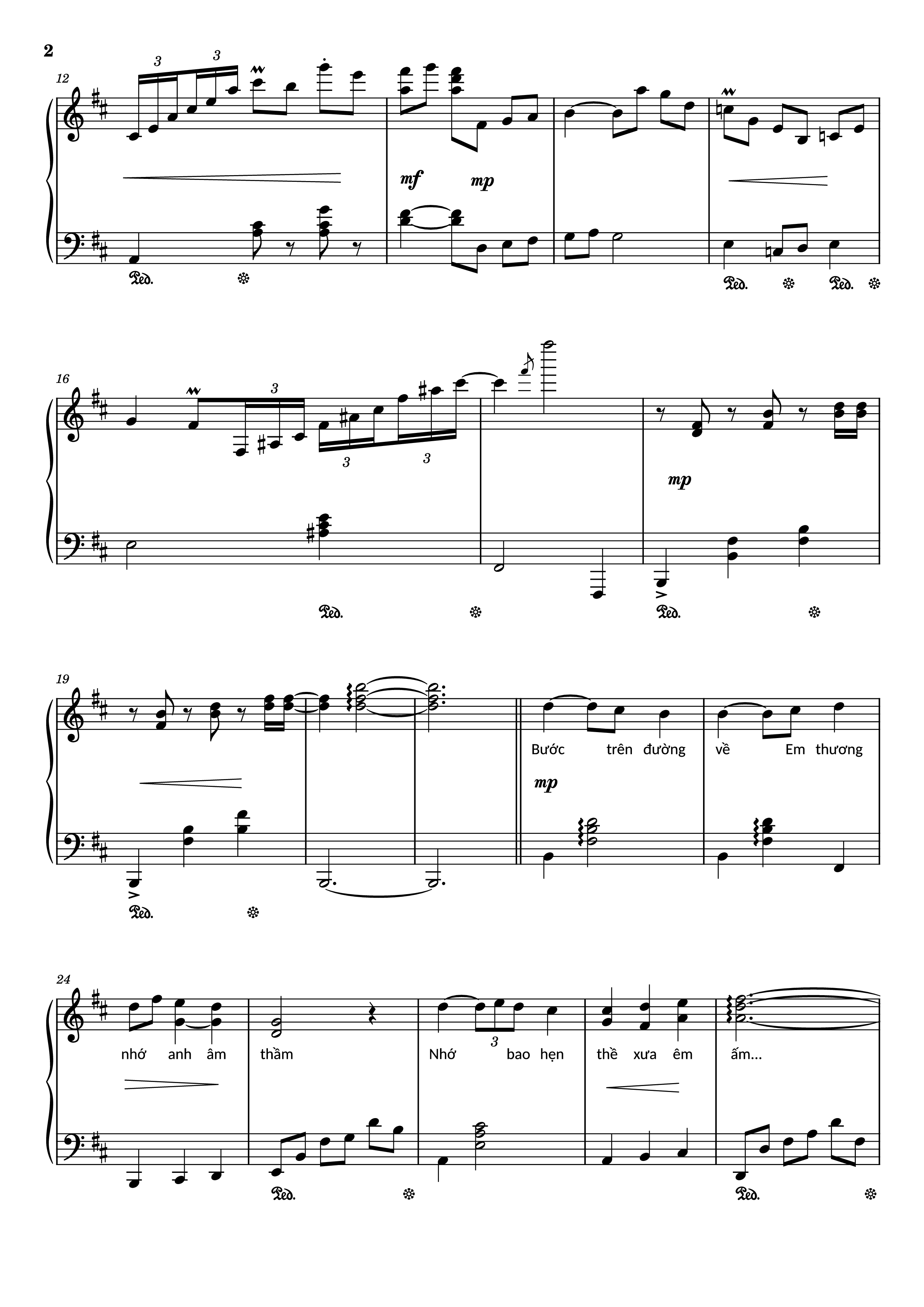 Page 2 of Sheet music PDF Piano Đường xưa Piano - Nhạc: Quốc Dũng
