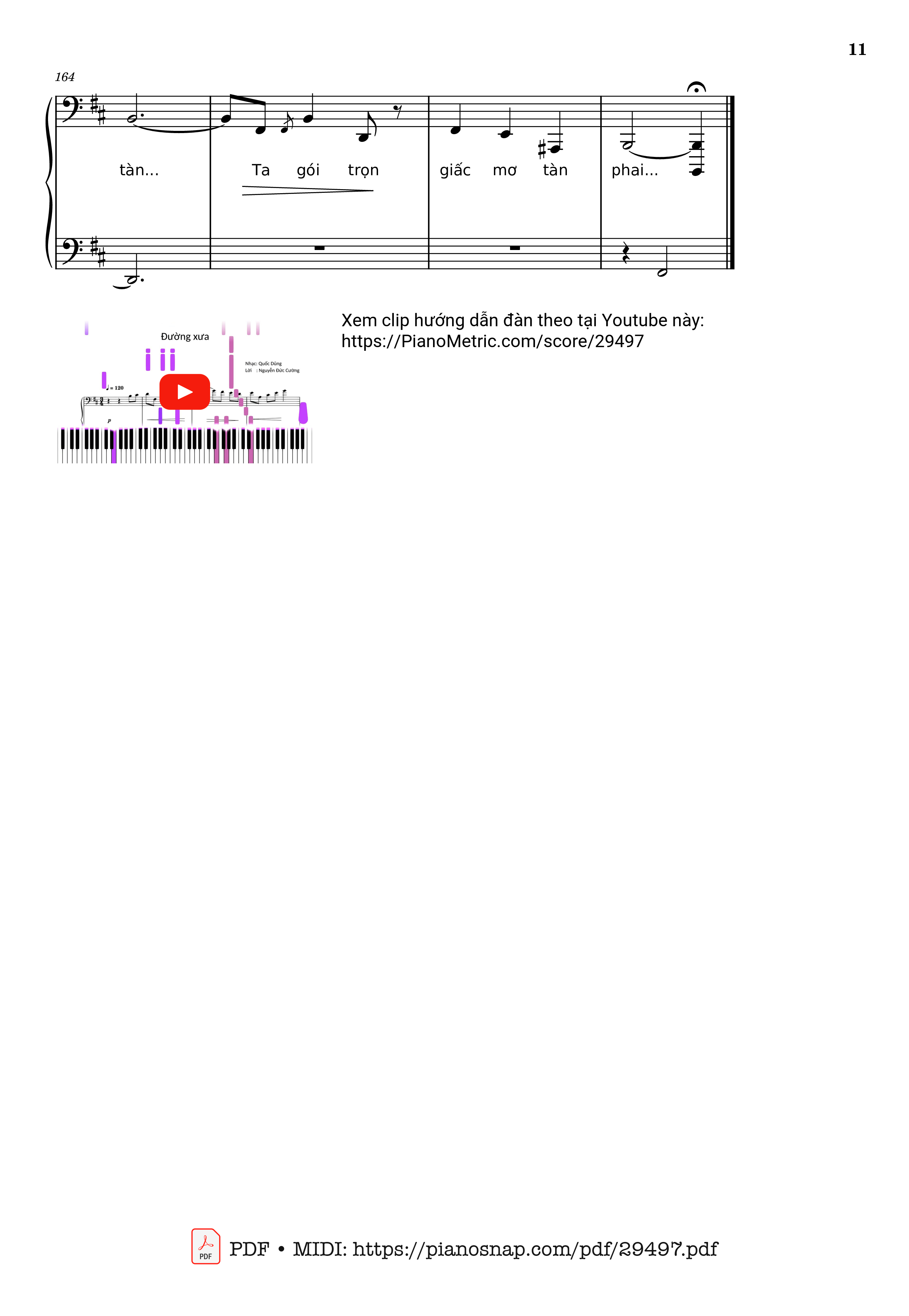 Page 11 of Sheet music PDF Piano Đường xưa Piano - Nhạc: Quốc Dũng