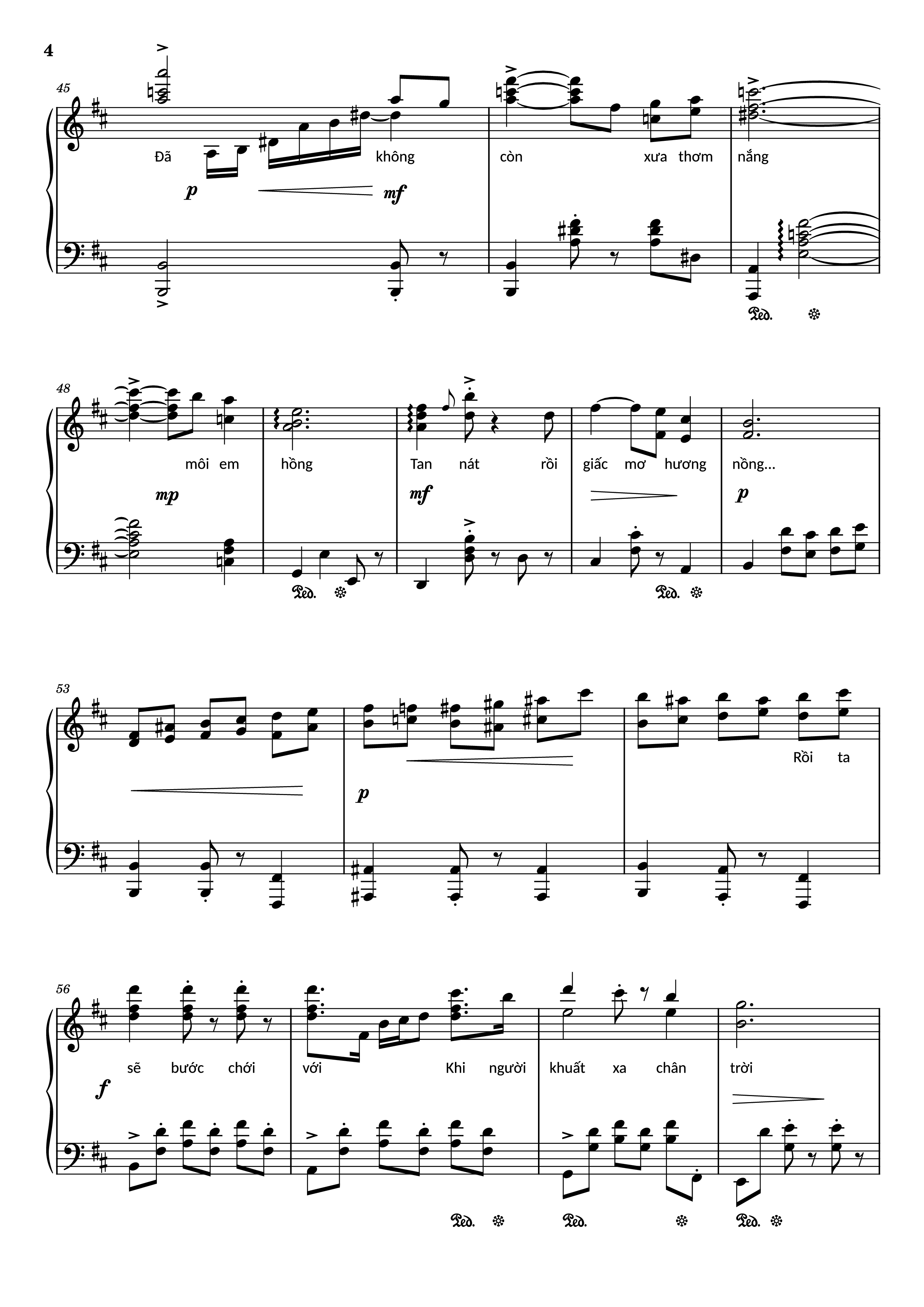 Page 4 of Sheet music PDF Piano Đường xưa Piano - Nhạc: Quốc Dũng