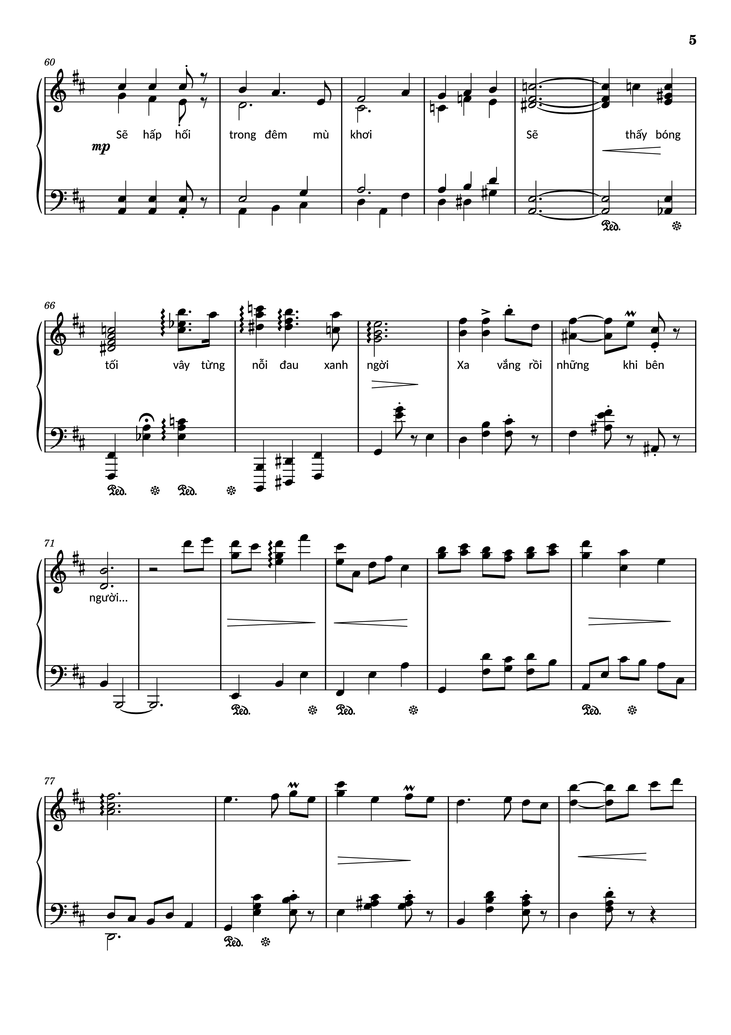 Page 5 of Sheet music PDF Piano Đường xưa Piano - Nhạc: Quốc Dũng