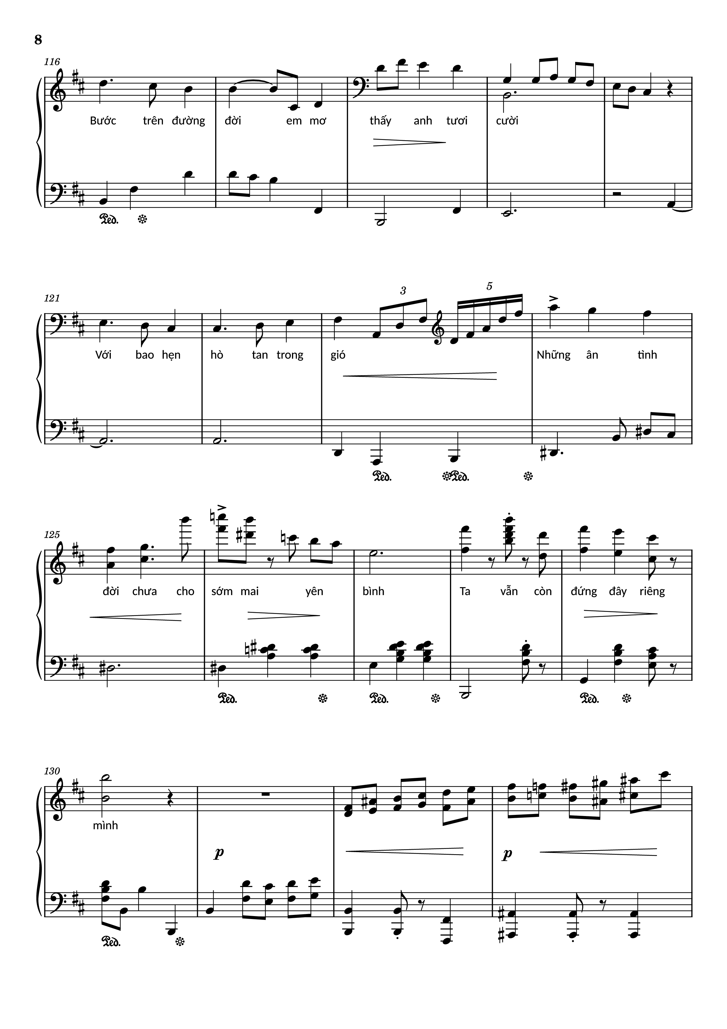 Page 8 of Sheet music PDF Piano Đường xưa Piano - Nhạc: Quốc Dũng