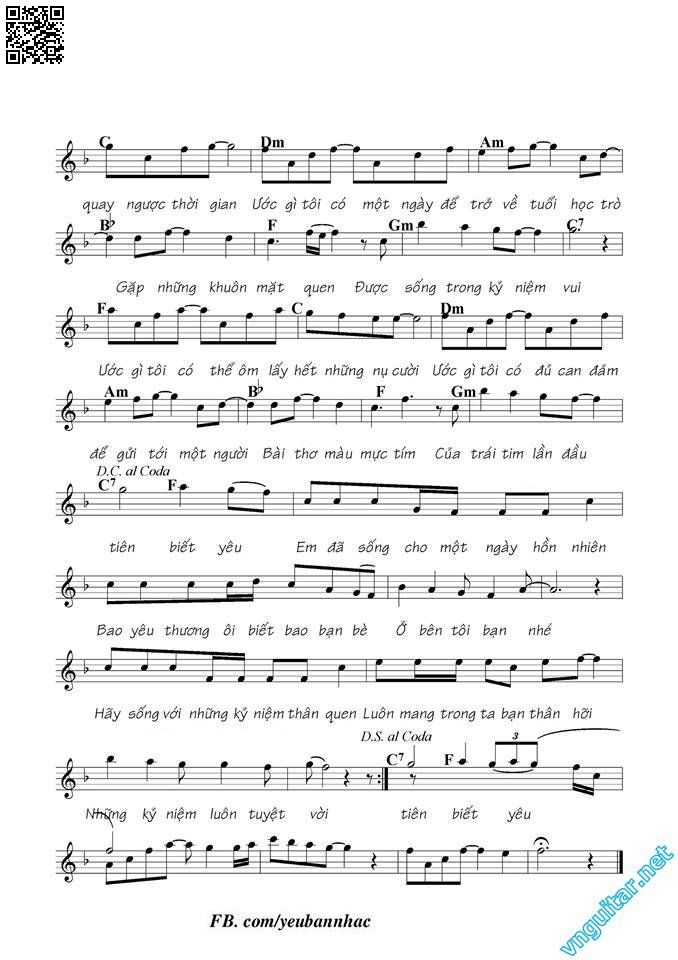Page 2 of Sheet music PDF Bài thơ màu mực tím - Nguyễn Văn Chung