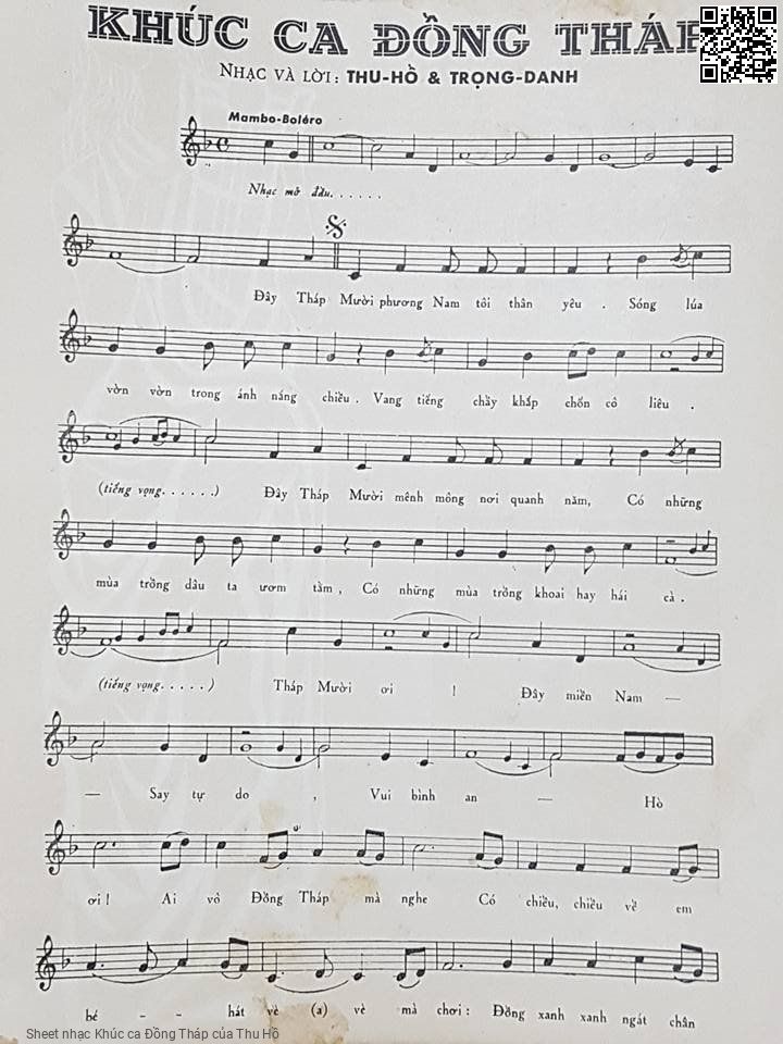 Page 2 of Sheet music PDF Khúc ca Đồng Tháp - Thu Hồ