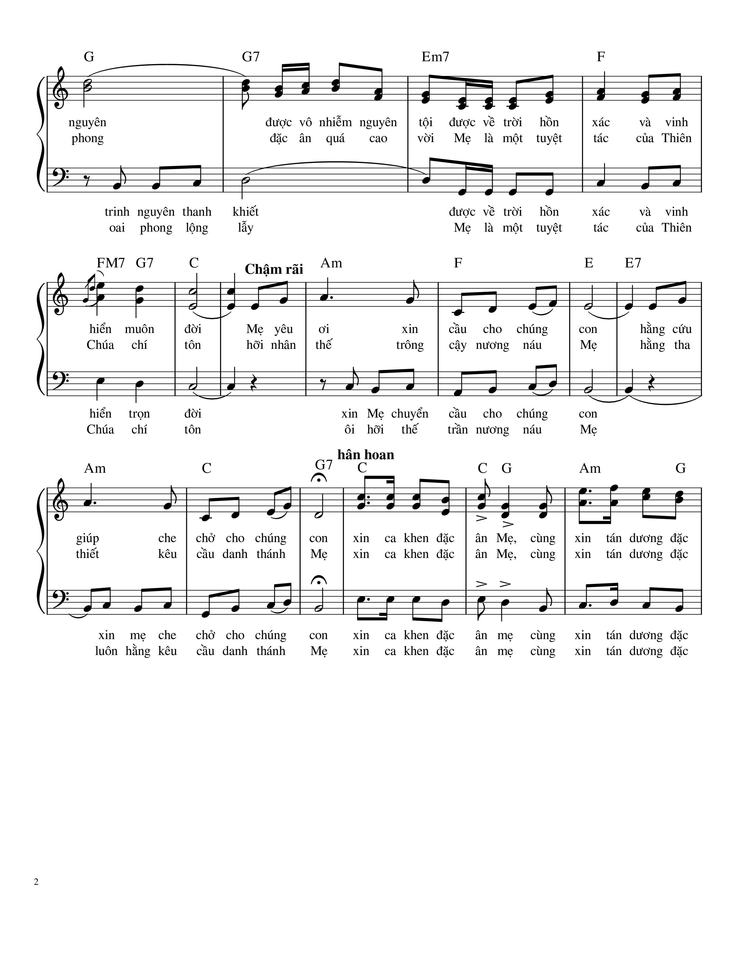 Page 2 of Sheet music PDF Mẹ đặc ân vinh hiển - Agustino Trí Dũng