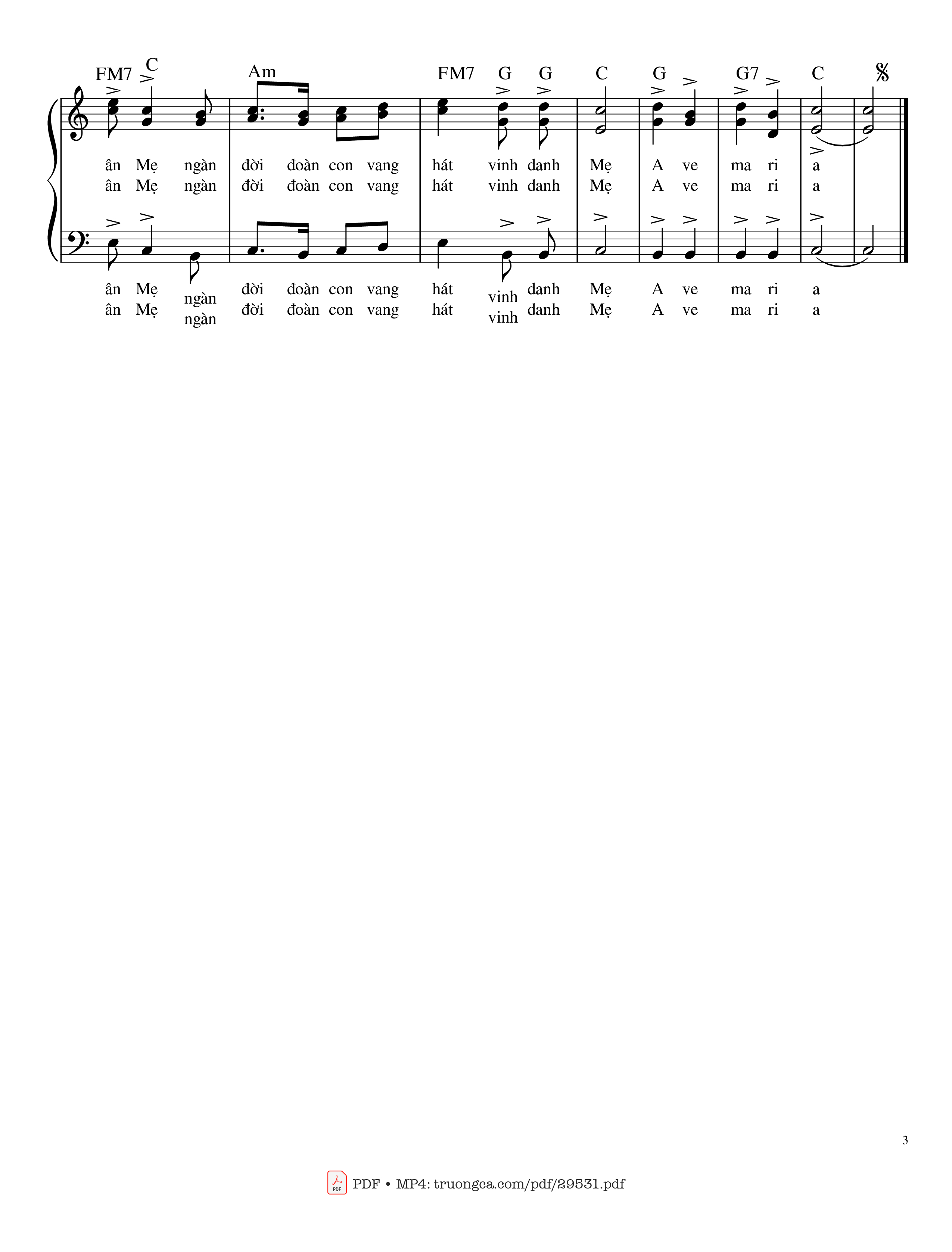 Page 3 of Sheet music PDF Mẹ đặc ân vinh hiển - Agustino Trí Dũng