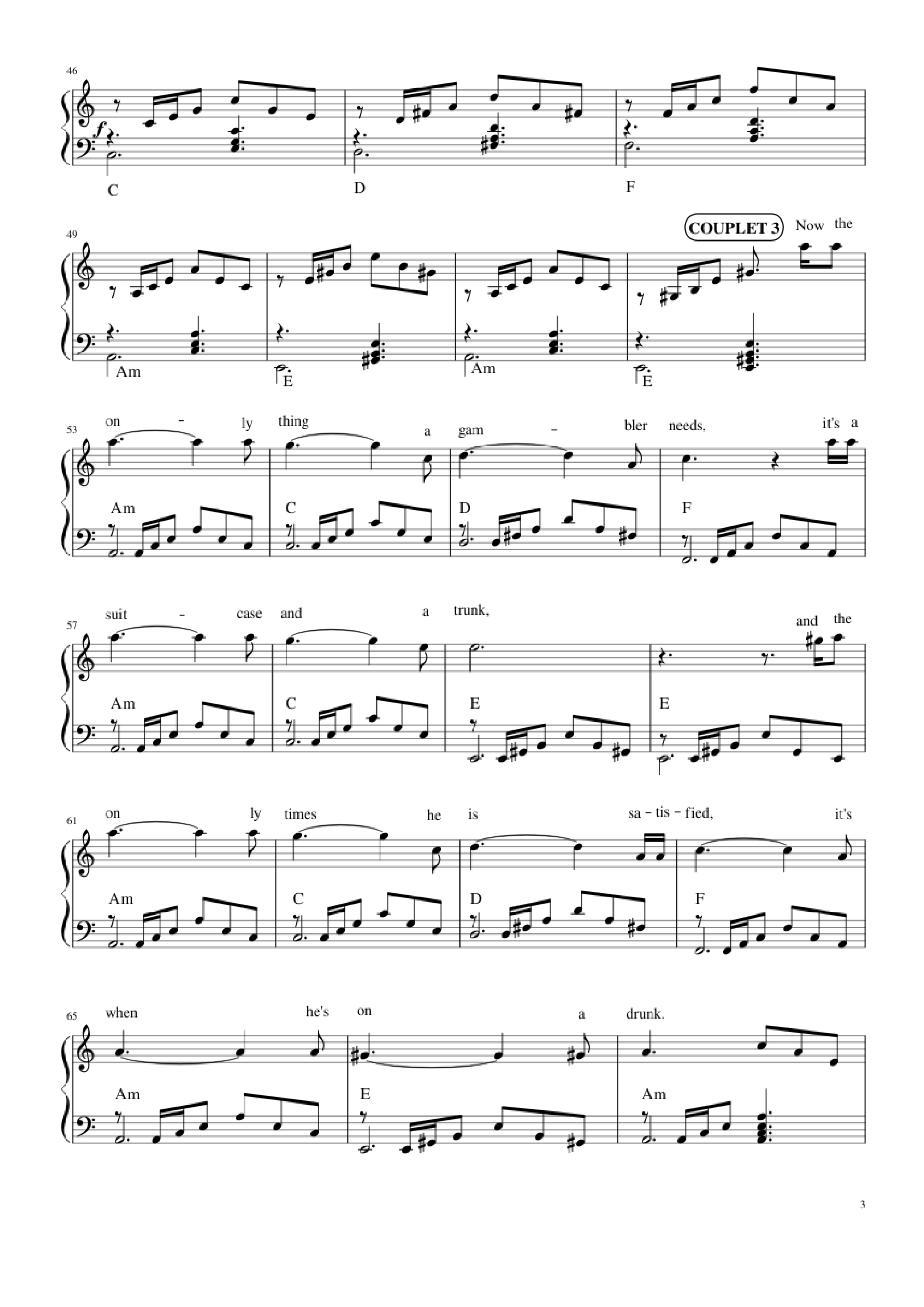 Page 3 of Sheet music PDF Piano The house of the rising sun (The Animals) Piano - Bernard Delahaye