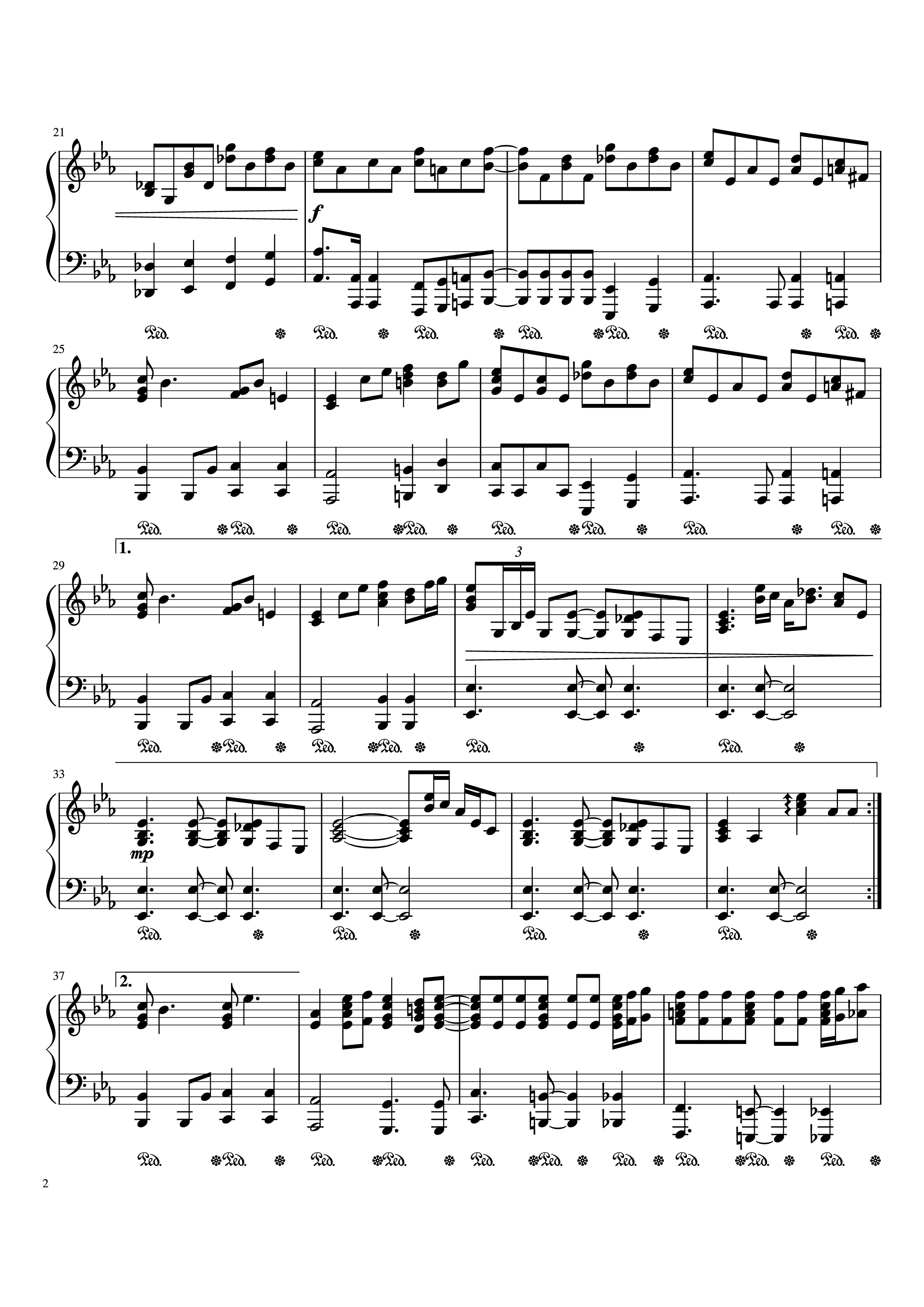 Page 2 of Sheet music PDF BRIDGE OVER TROUBLED WATER Piano - Written by Paul Simon