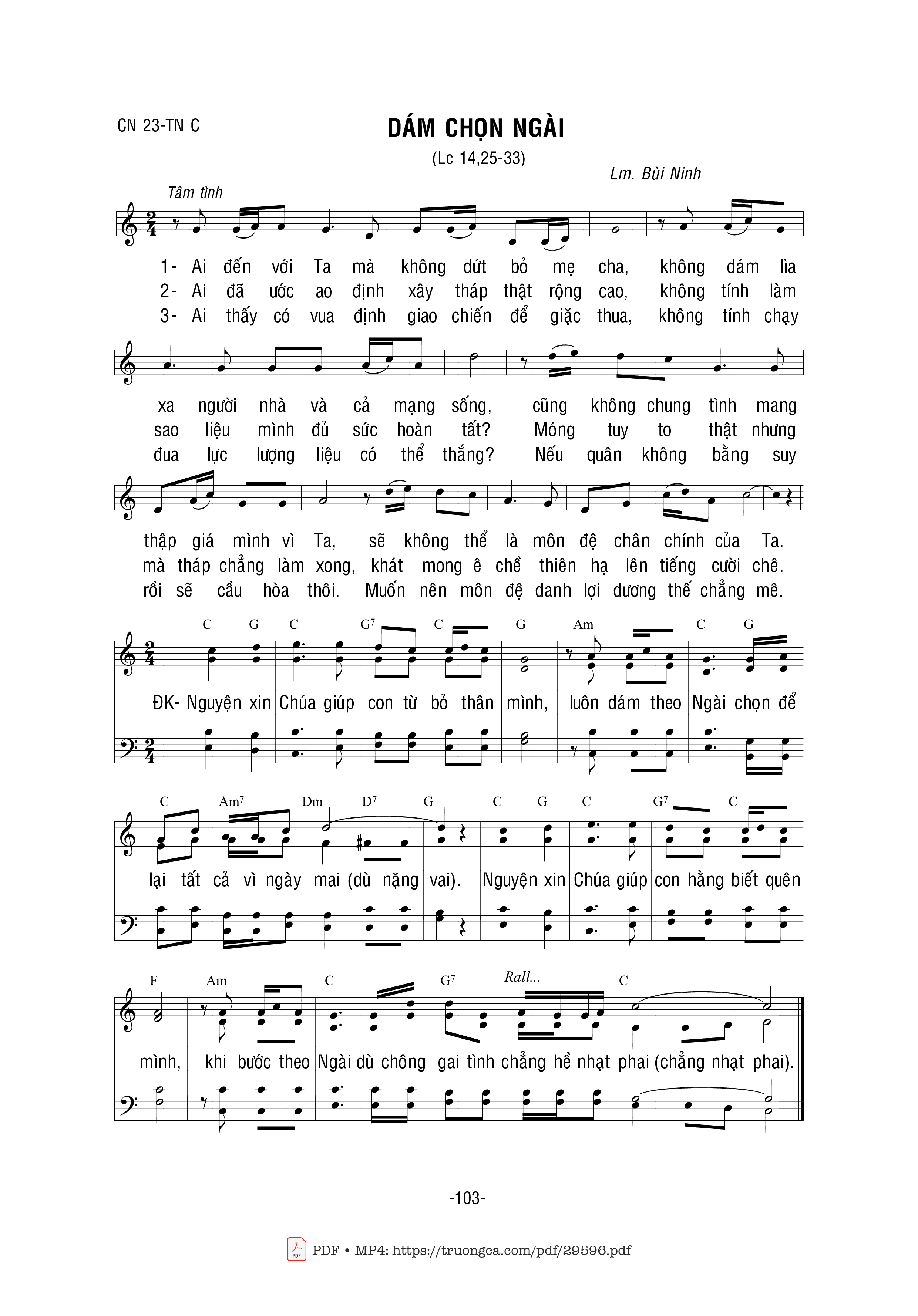 Sheet PDF of Dám Chọn Ngài