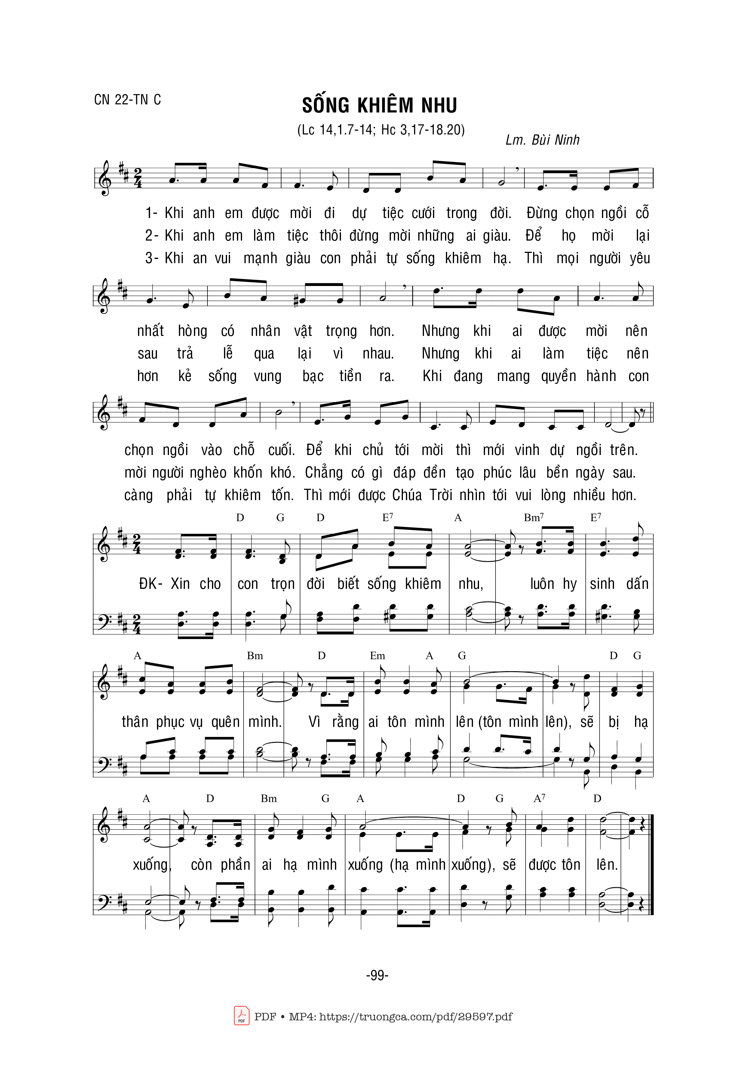 Sheet PDF of Sống Khiêm Nhu