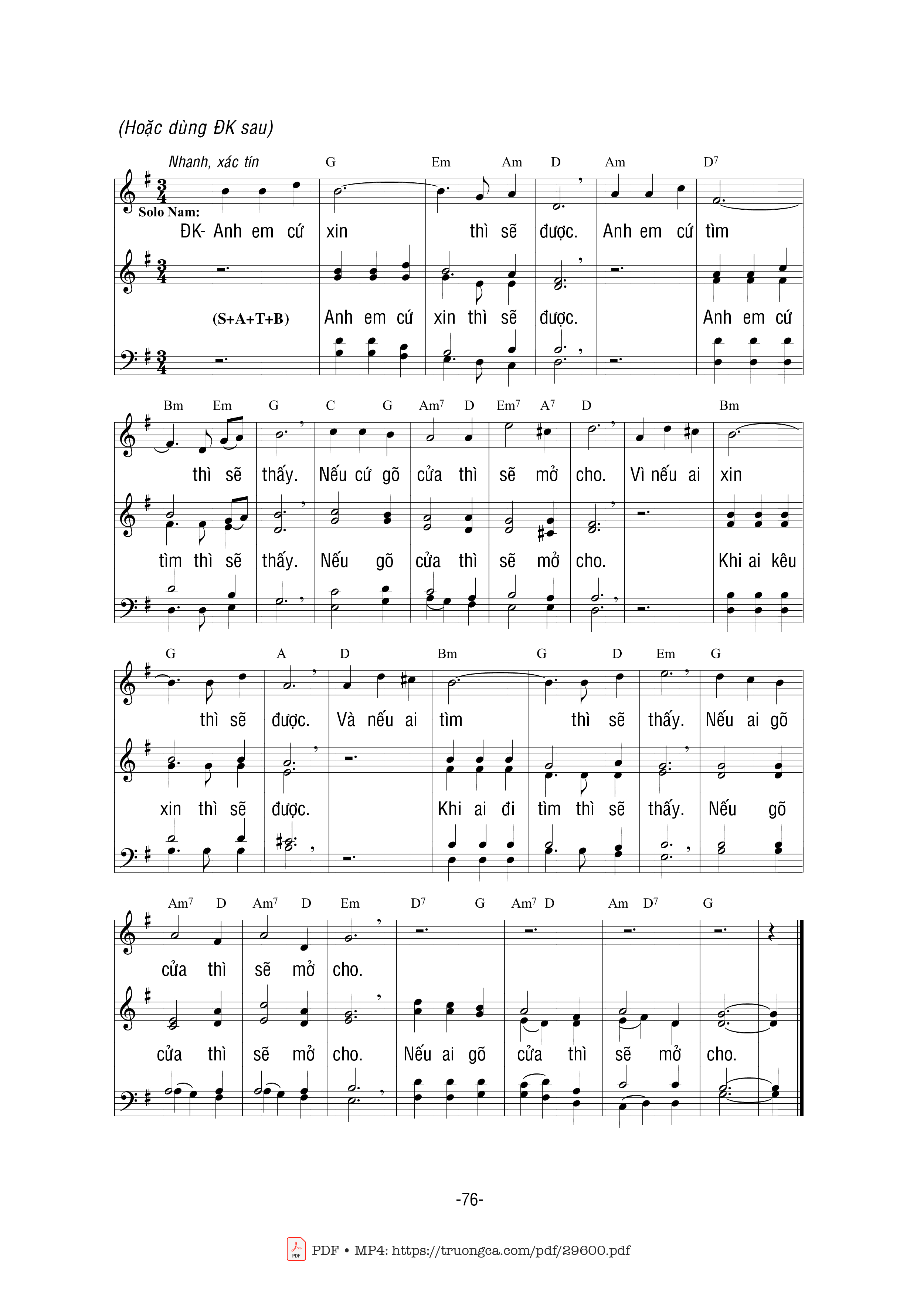 Page 2 of Sheet music PDF Anh Em Cứ Xin - Bùi Ninh