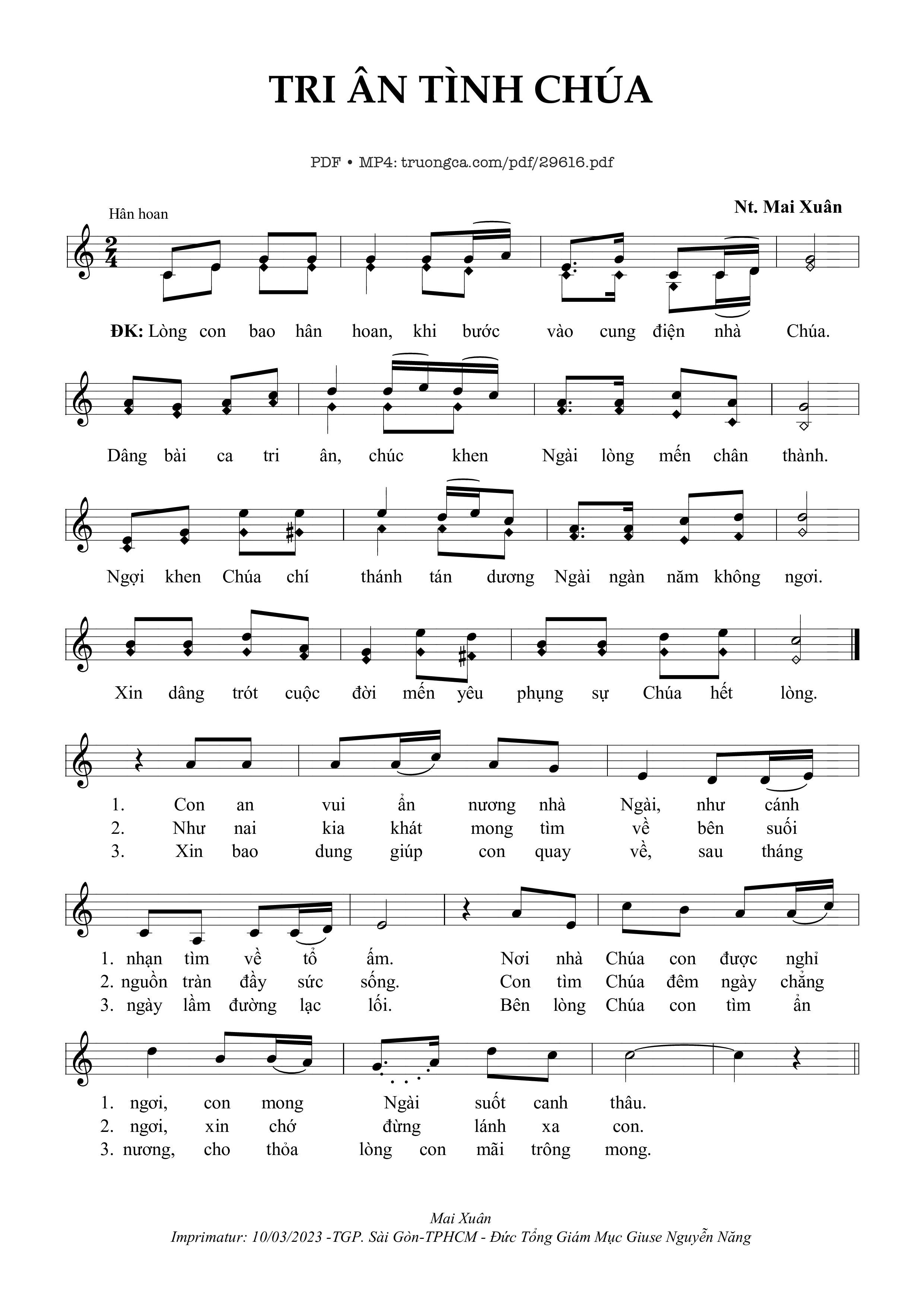 Sheet PDF of Tri Ân Tình Chúa