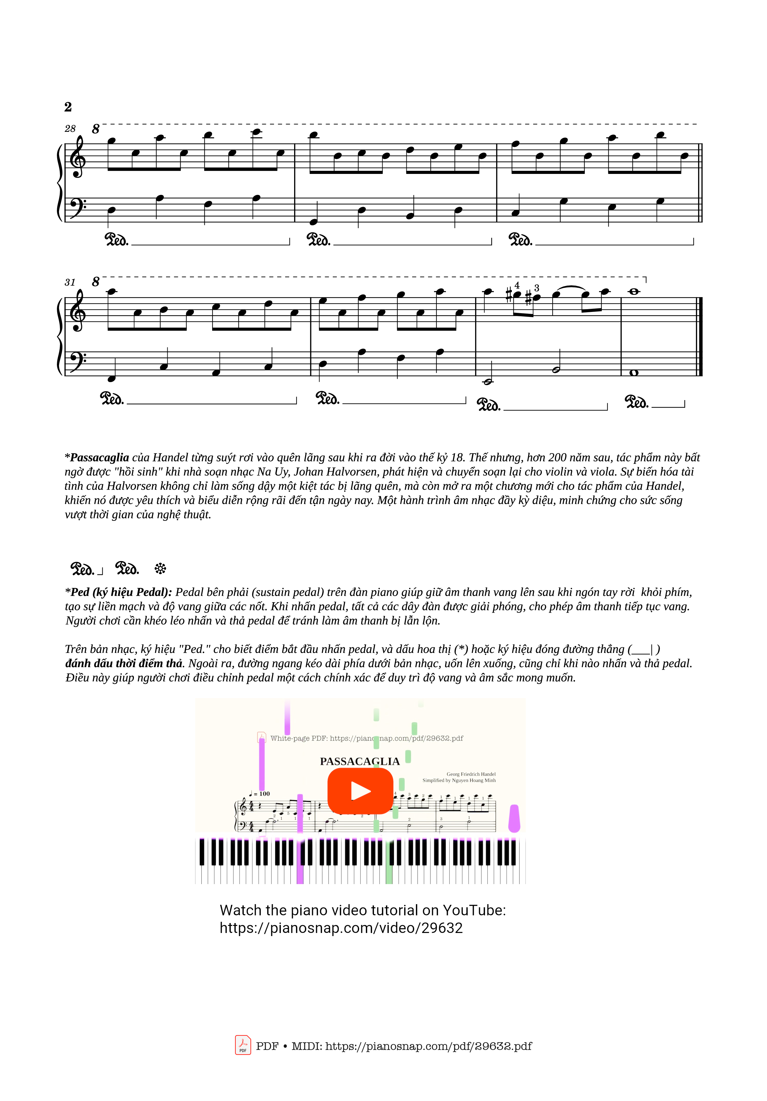 Page 2 of Sheet music PDF Piano Passacaglia Piano EASY - Georg Friedrich Handel