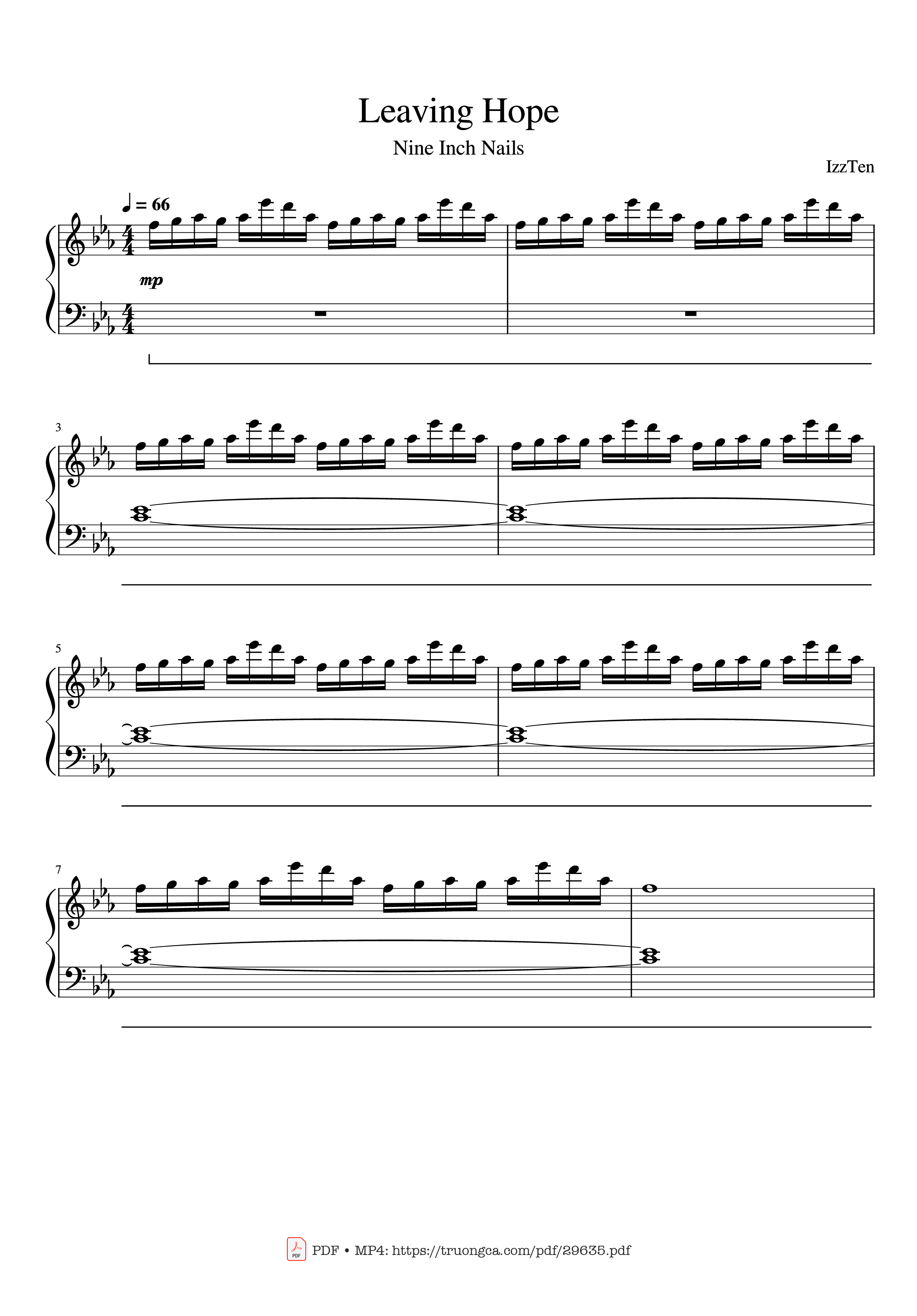 Sheet PDF of Leaving Hope Piano