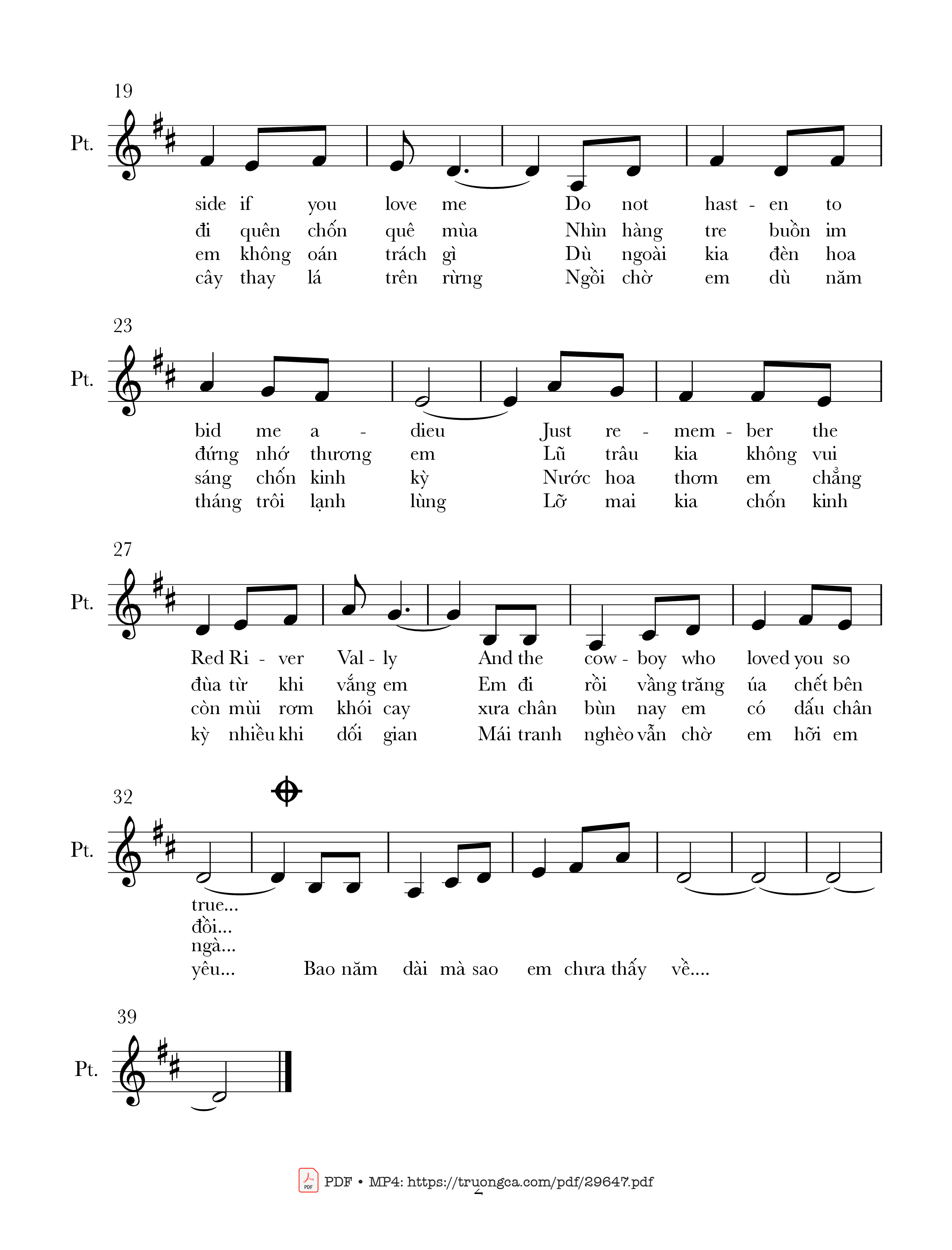 Page 2 of Sheet music PDF Chuyện mối tình nghèo (Red river valley ) - American Folk song