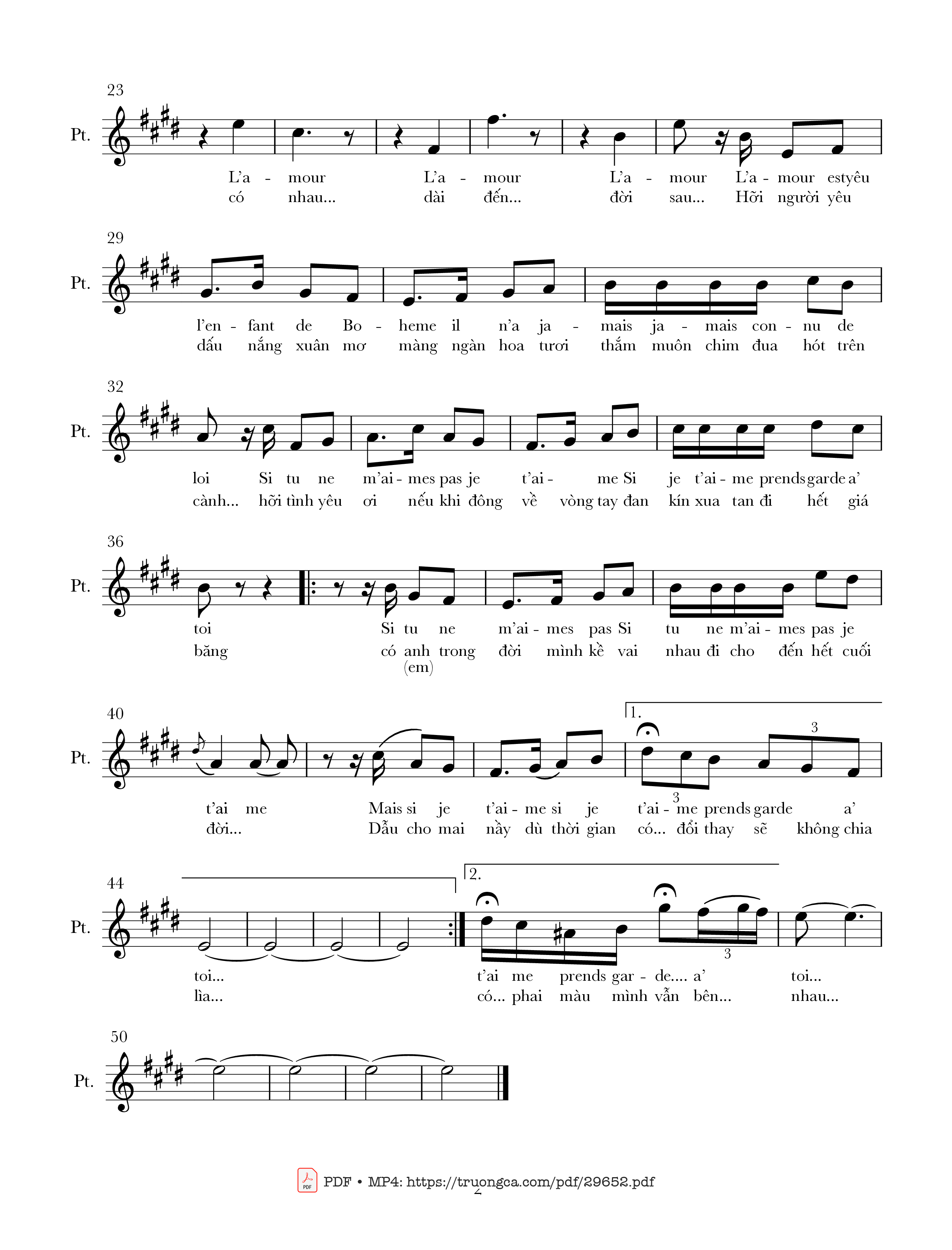 Page 2 of Sheet music PDF Tình yêu là thế (Habanera) - Georges Bizet