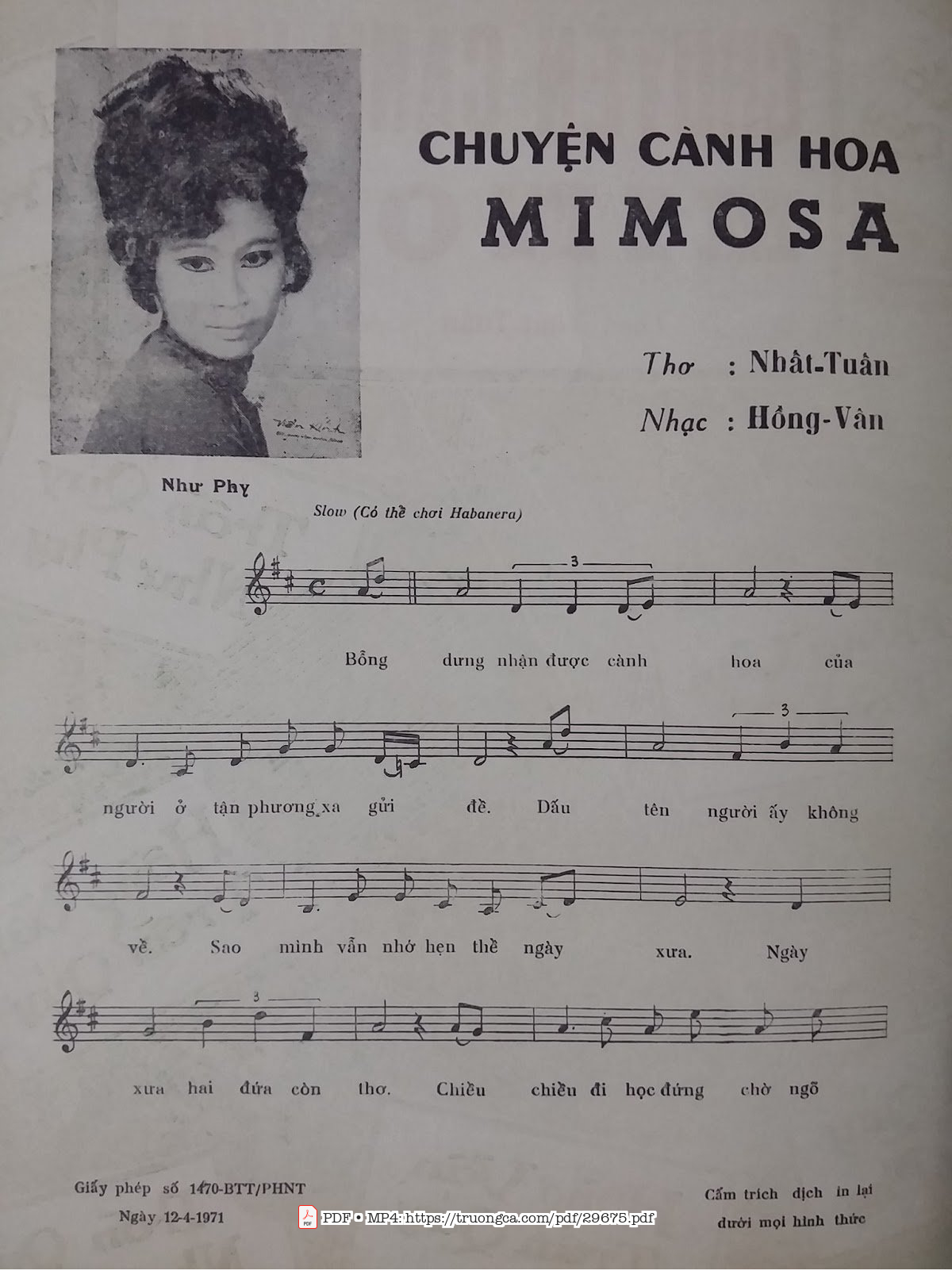 Page 2 of Sheet music PDF Chuyện cành hoa mimosa - Hồng Vân