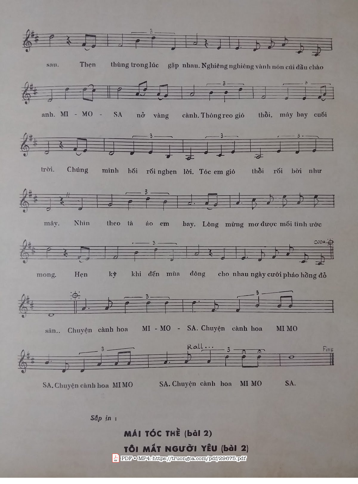 Page 3 of Sheet music PDF Chuyện cành hoa mimosa - Hồng Vân
