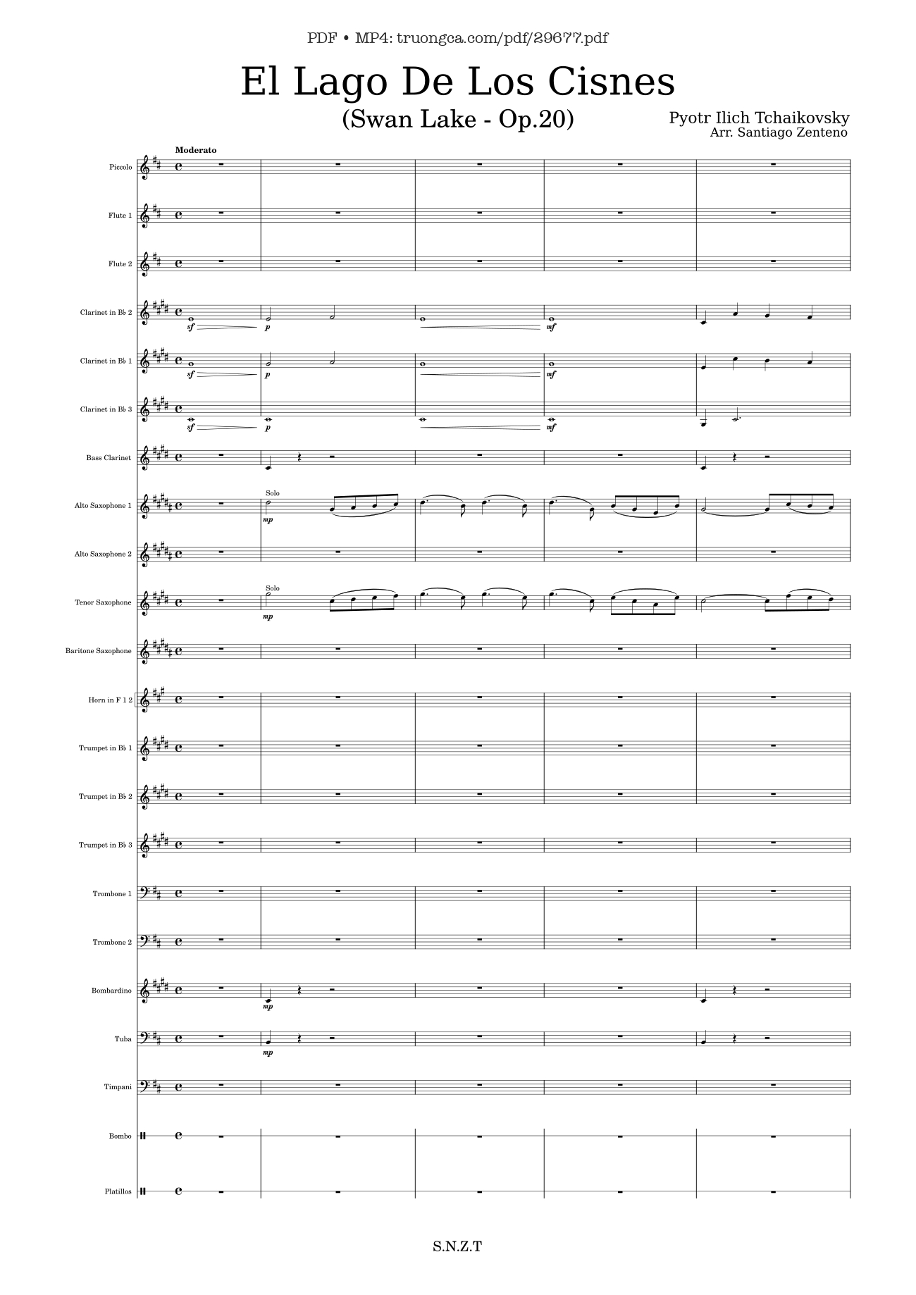 Page 1 of Sheet music PDF El Lago De Los Cisnes - Arr. Santiago Zenteno