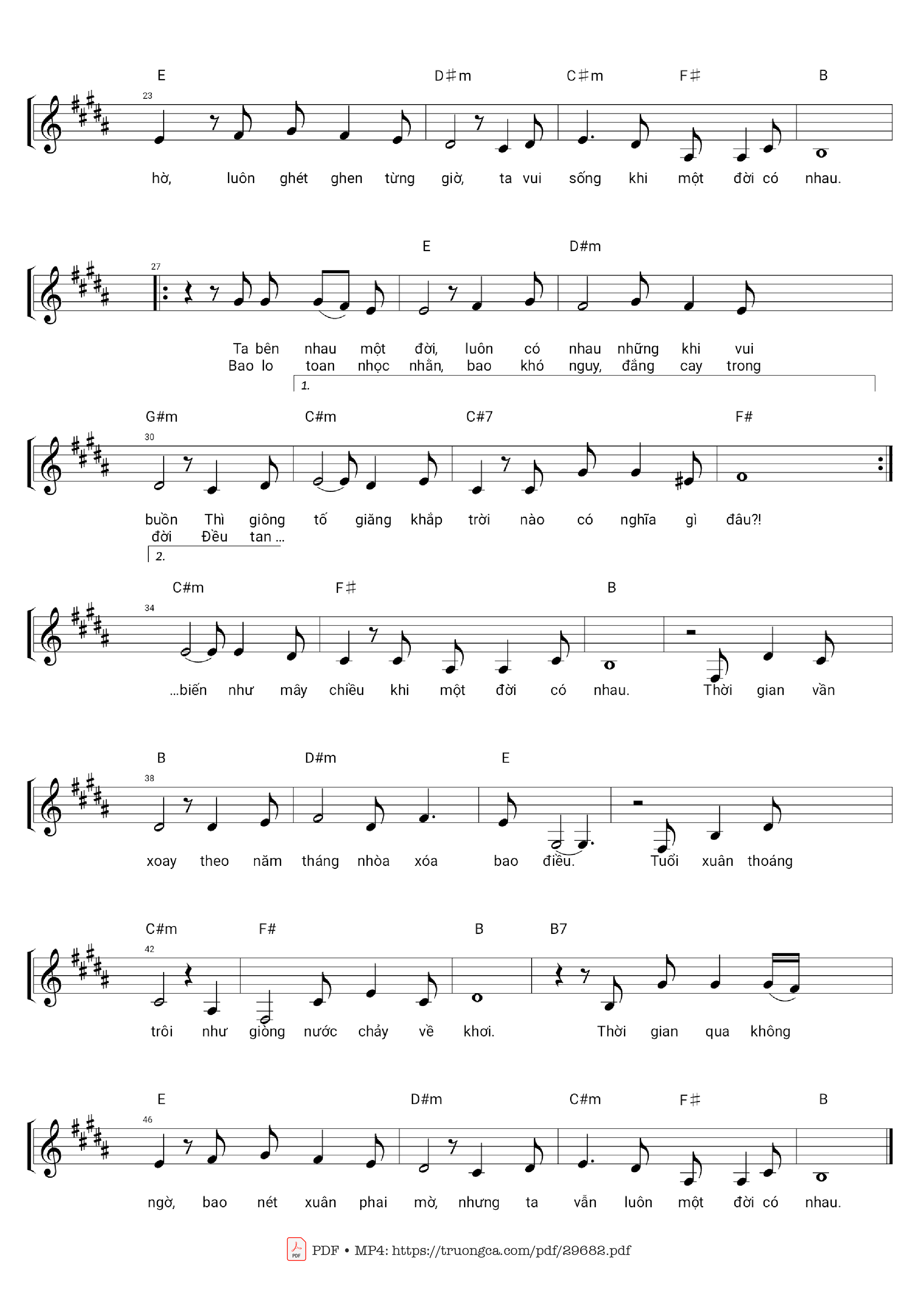 Page 2 of Sheet music PDF Khi một đời có nhau - Thùy Linh