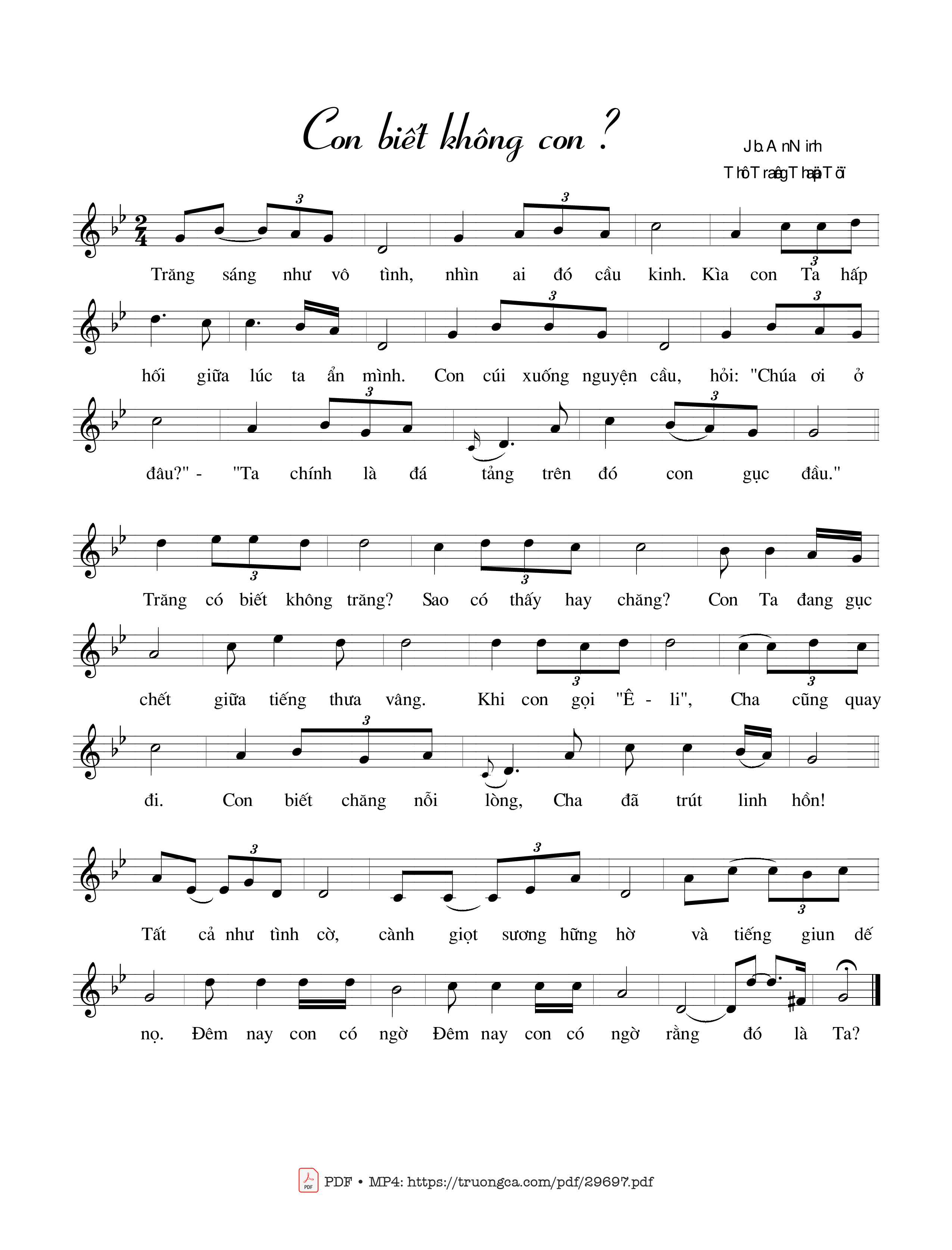 Sheet PDF of Con biết không con ?