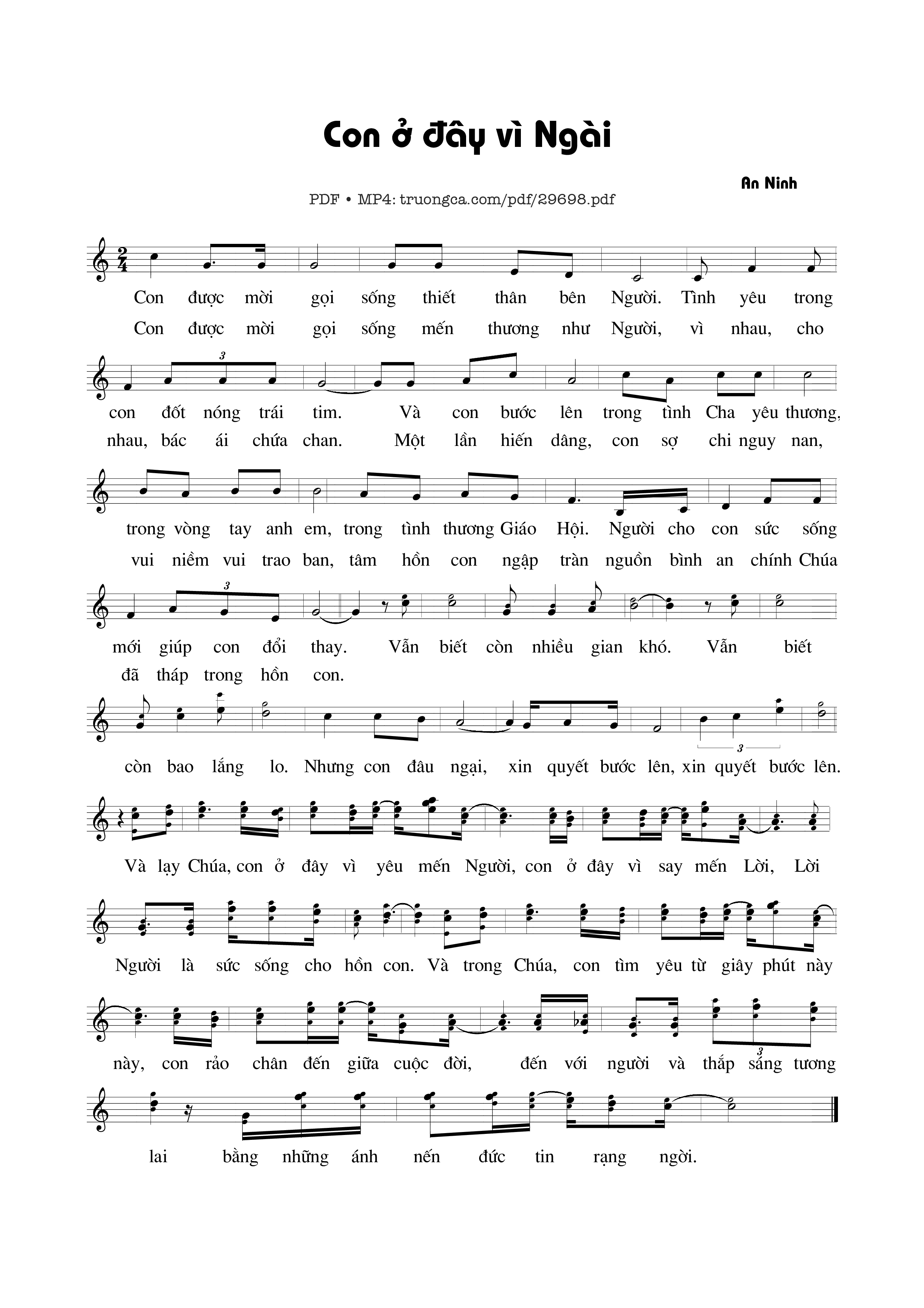 Page 1 of Sheet music PDF Con ở đây vì Người - Jb. An Ninh