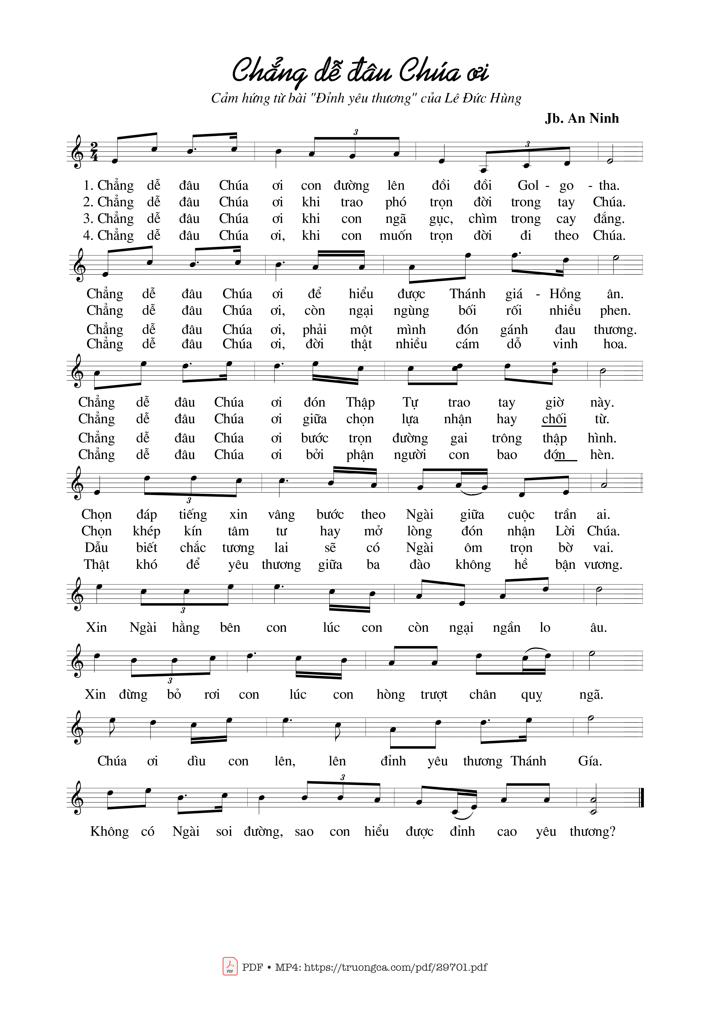 Sheet PDF of Chẳng dễ đâu Chúa ơi