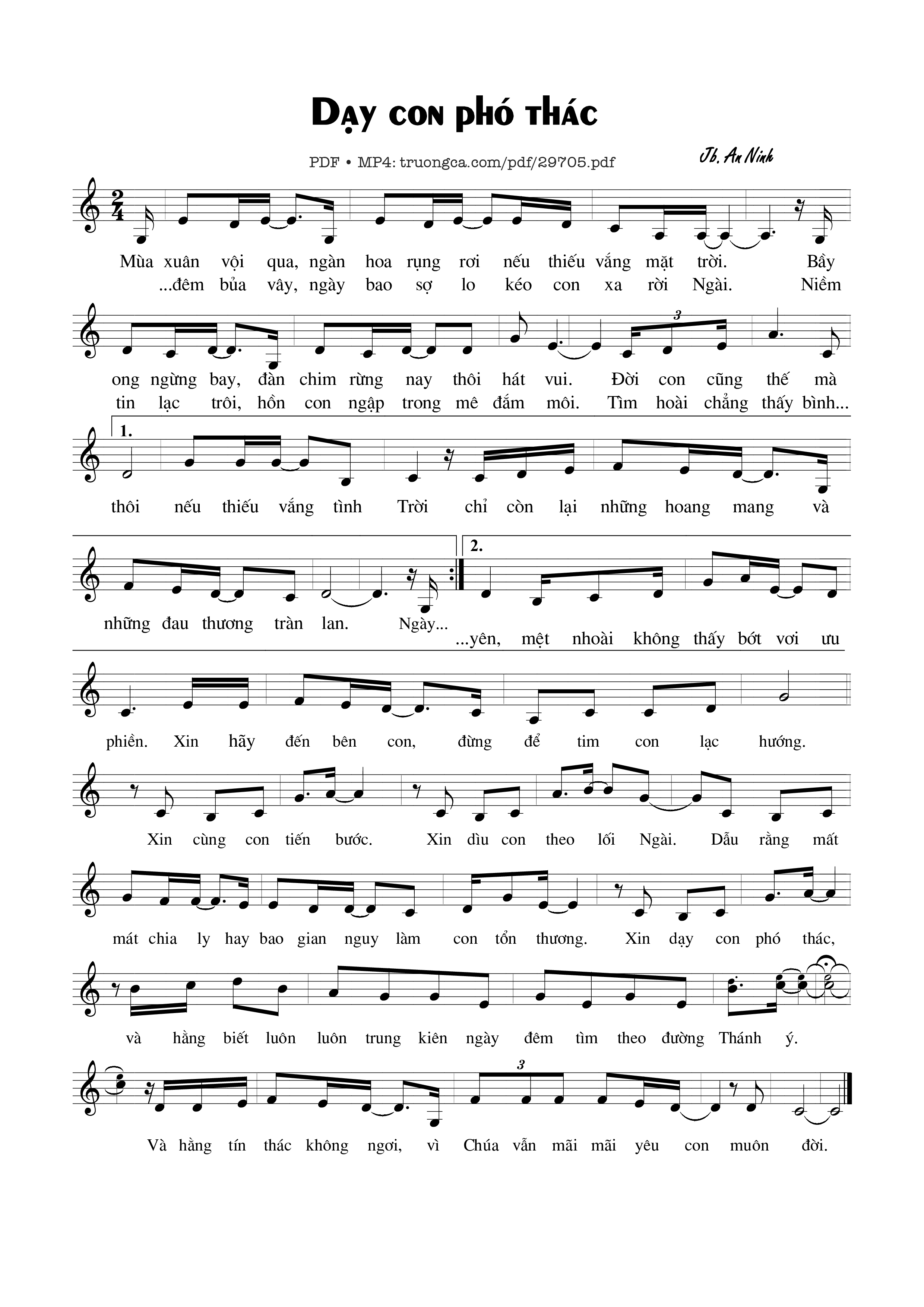 Sheet PDF of Dạy con phó thác