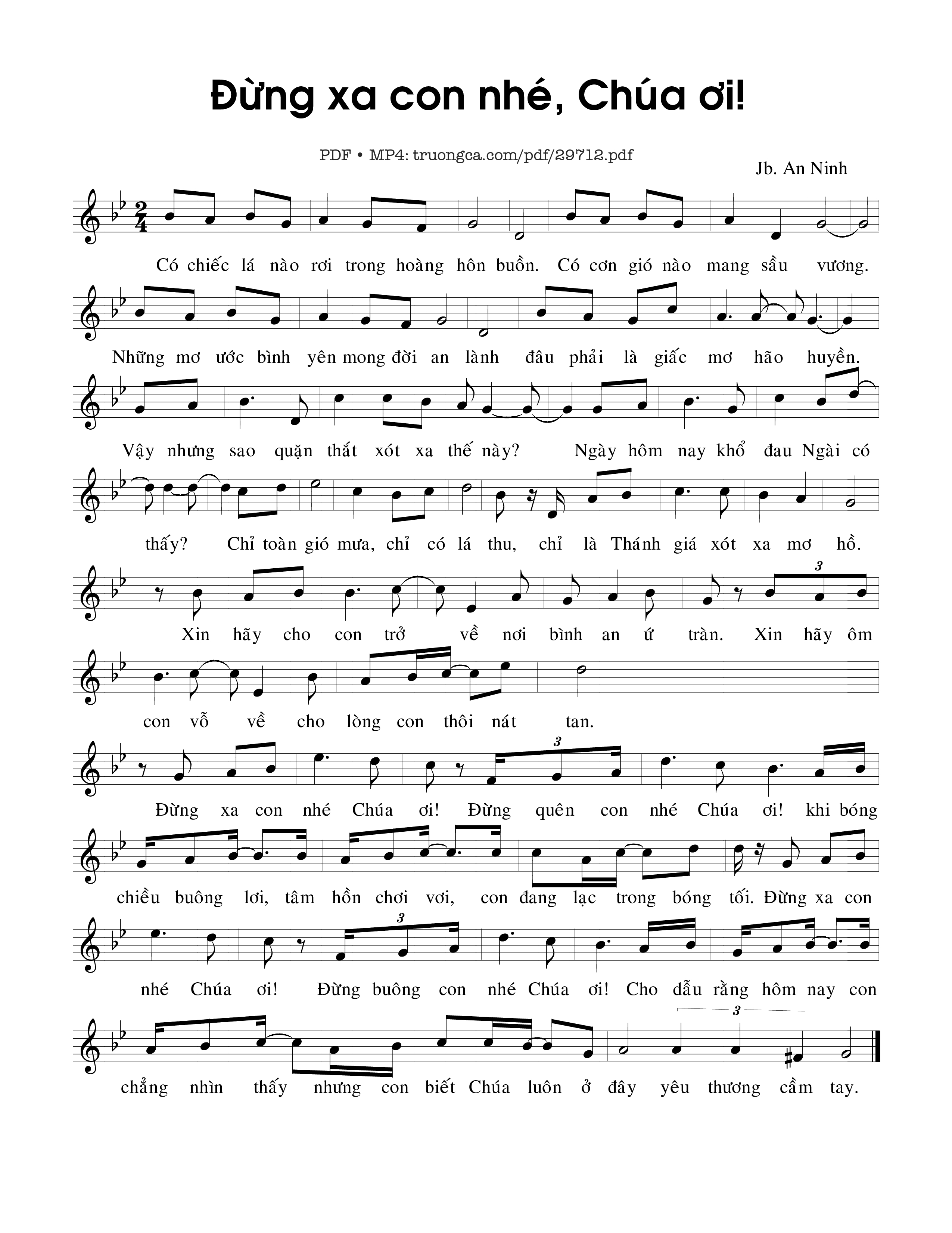 Page 1 of Sheet music PDF Đừng xa con nhé, Chúa ơi - Jb. An Ninh