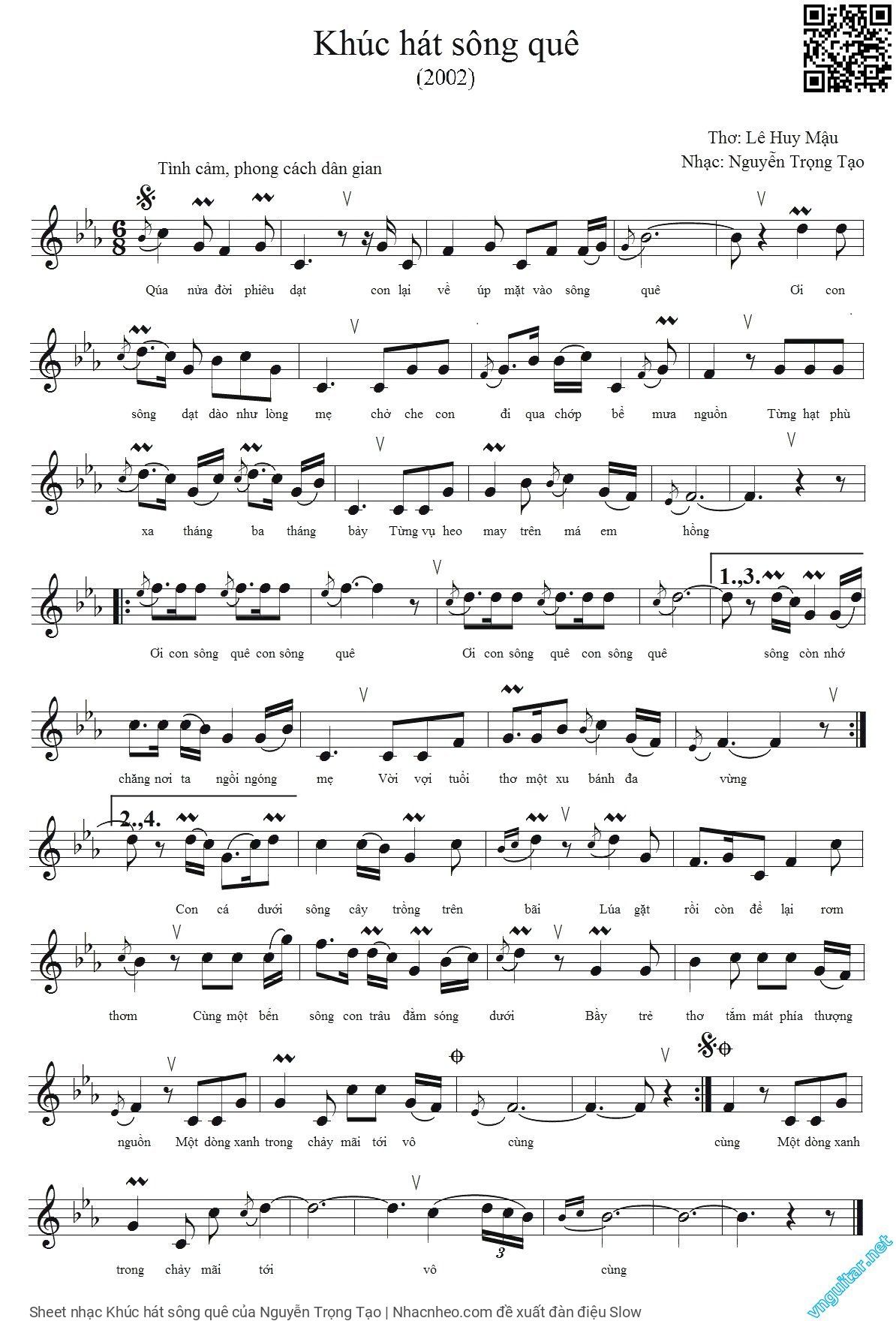 Sheet PDF of Khúc hát sông quê