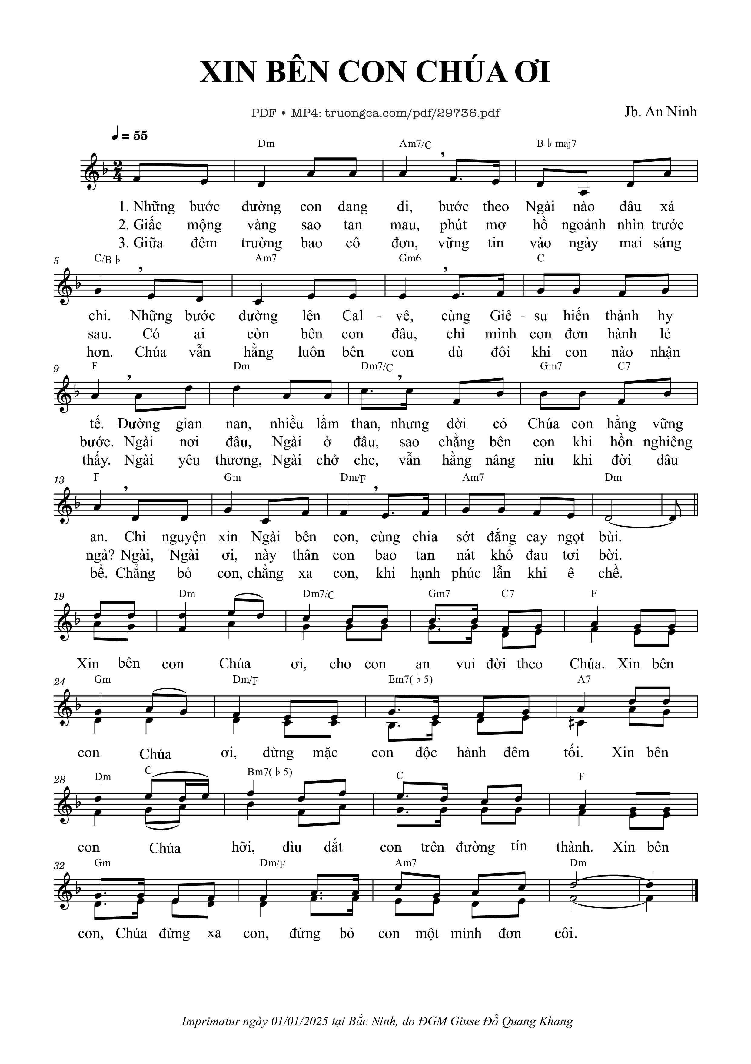 Sheet PDF of Xin bên con Chúa ơi