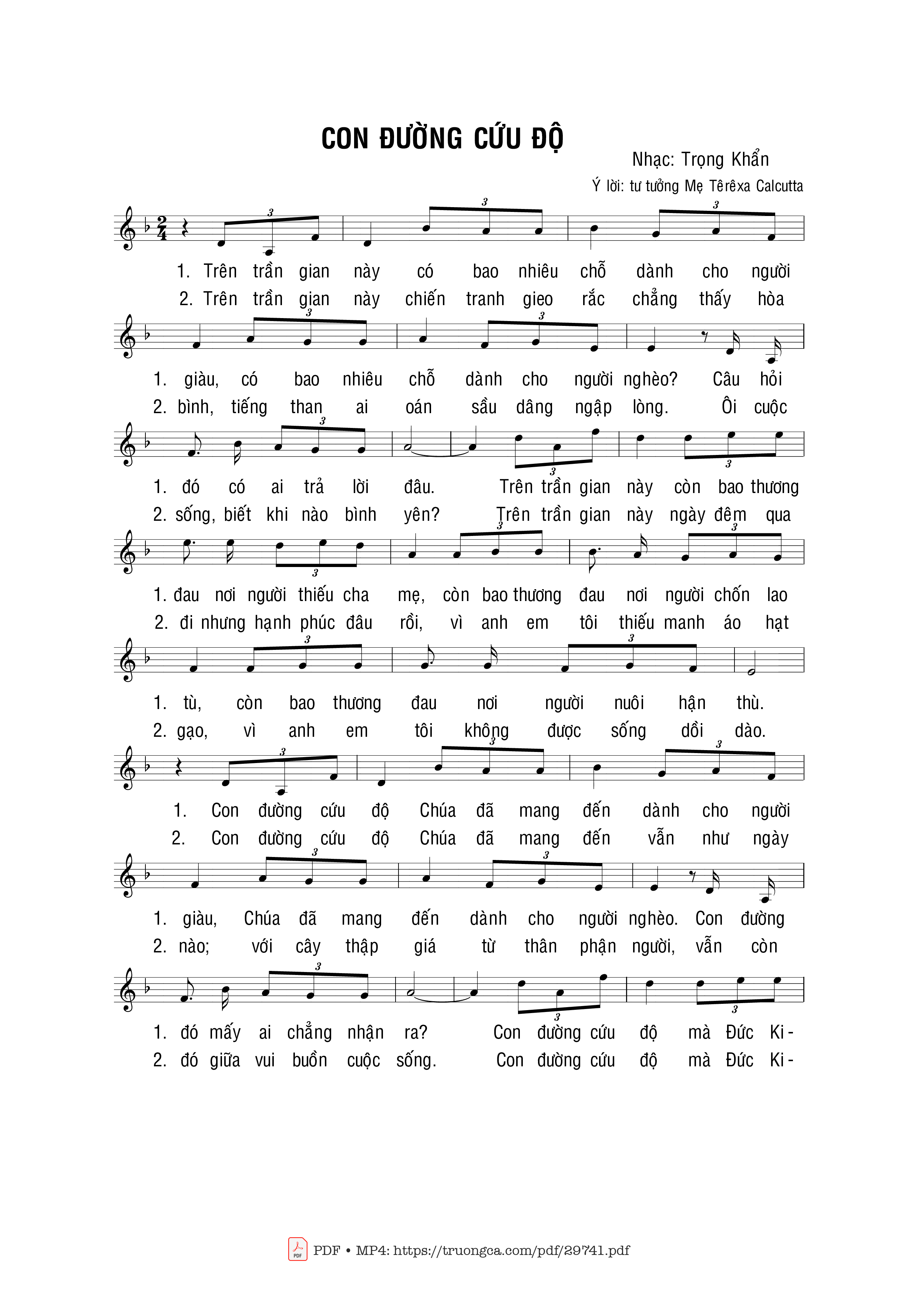Page 1 of Sheet music PDF Con đường cứu độ - Trọng Khẩn