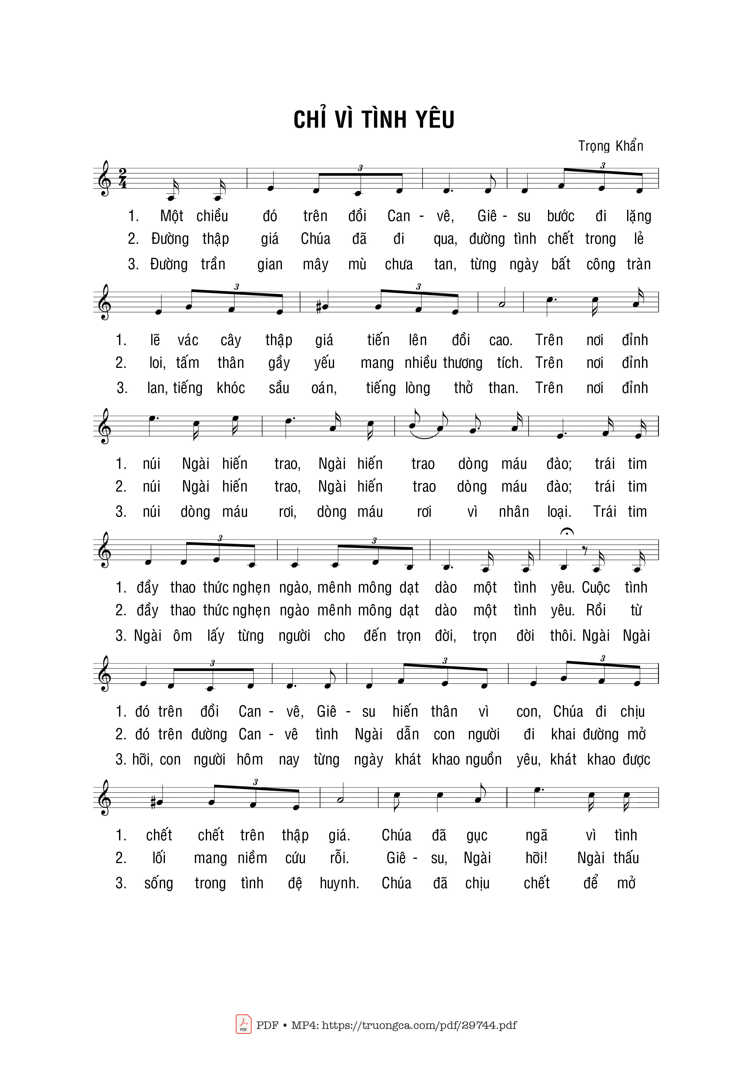 Sheet PDF of Chỉ vì tình yêu