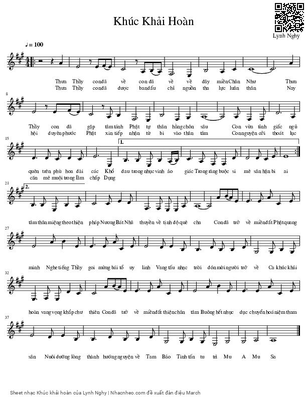 Page 1 of Sheet music PDF Khúc khải hoàn - Lynh Nghy