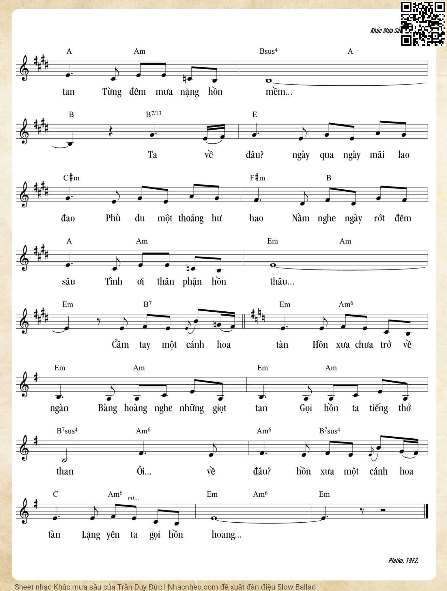 Page 2 of Sheet music PDF Khúc mưa sầu - Trần Duy Đức