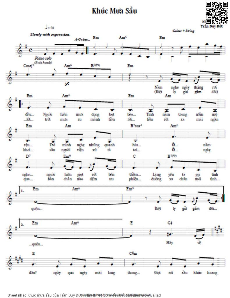 Page 3 of Sheet music PDF Khúc mưa sầu - Trần Duy Đức