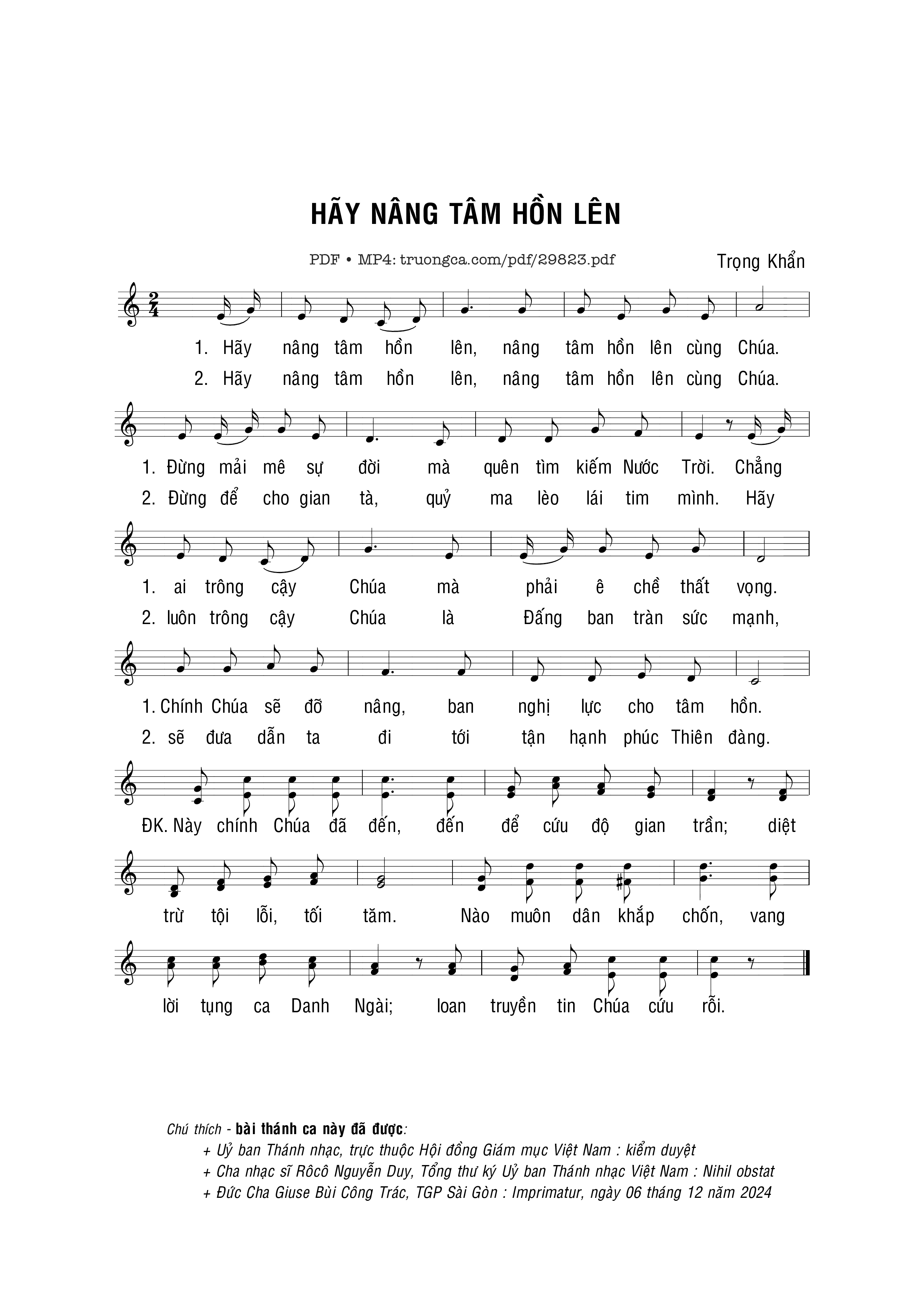Sheet PDF of Hãy nâng tâm hồn lên