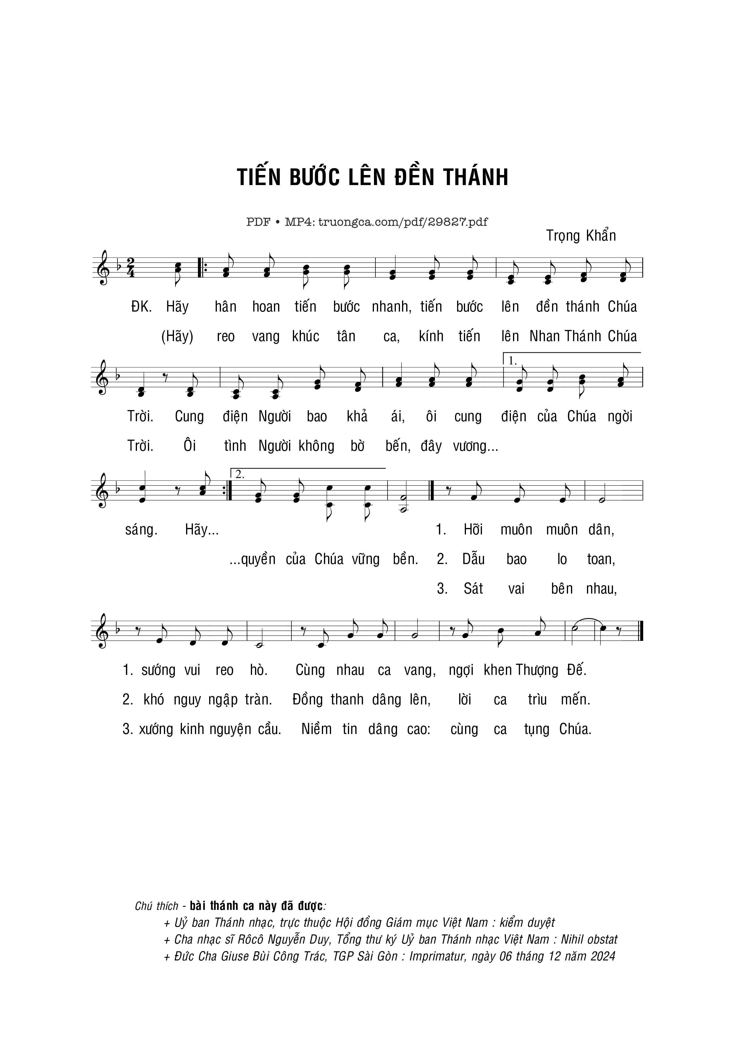 Sheet PDF of Tiến bước lên đền thánh