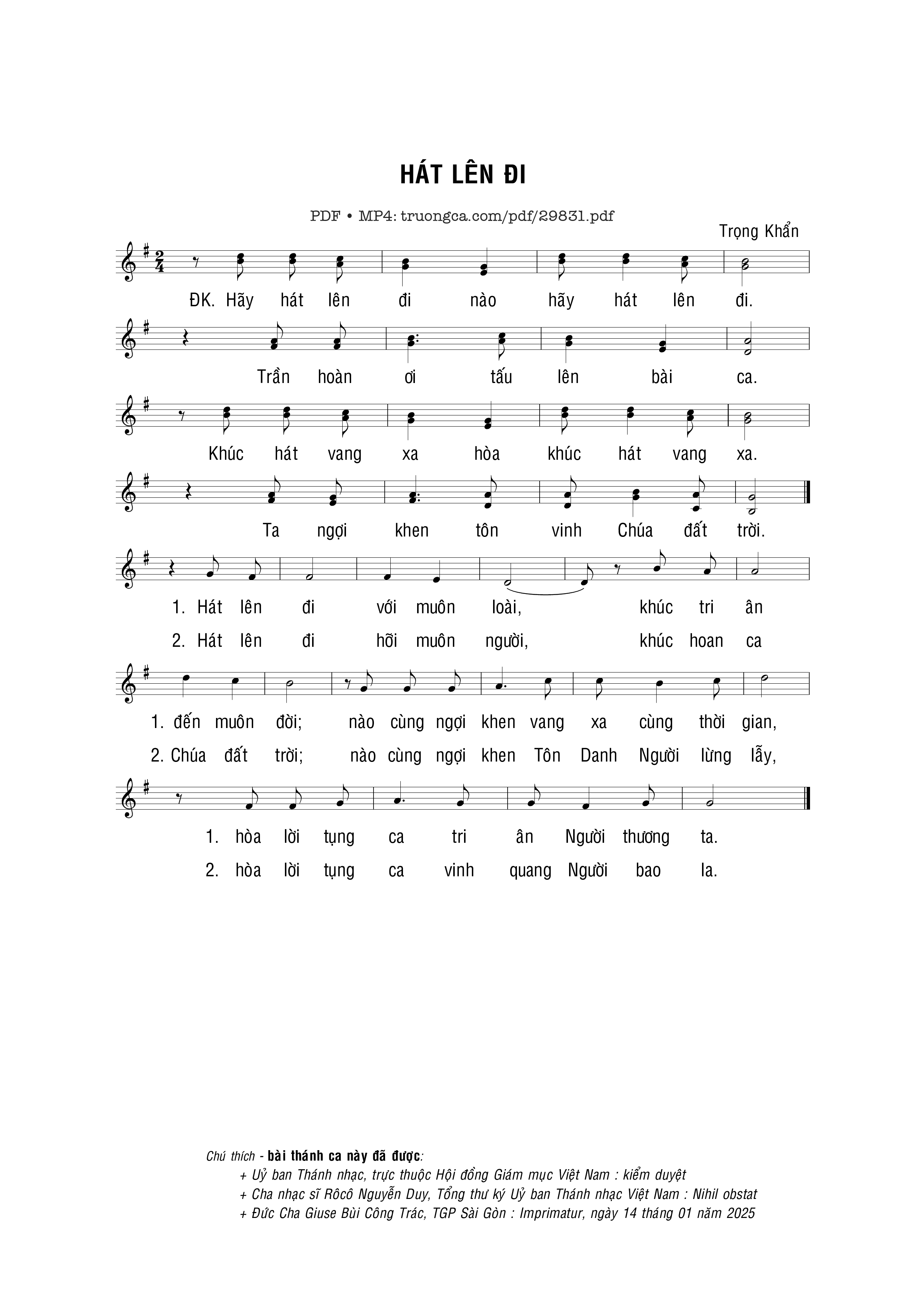 Page 1 of Sheet music PDF Hát lên đi - Trọng Khẩn