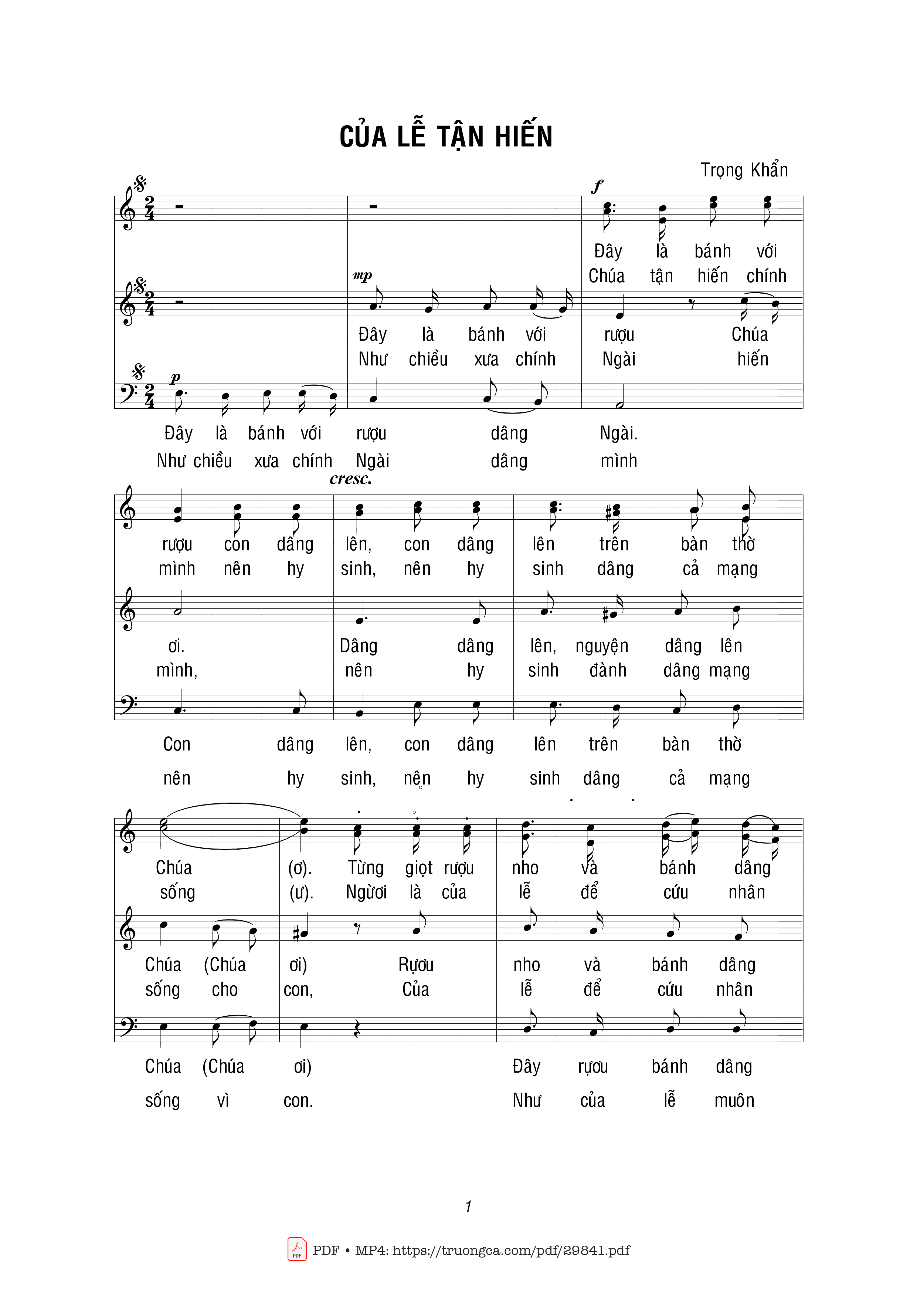 Sheet PDF of Của lễ tận hiến