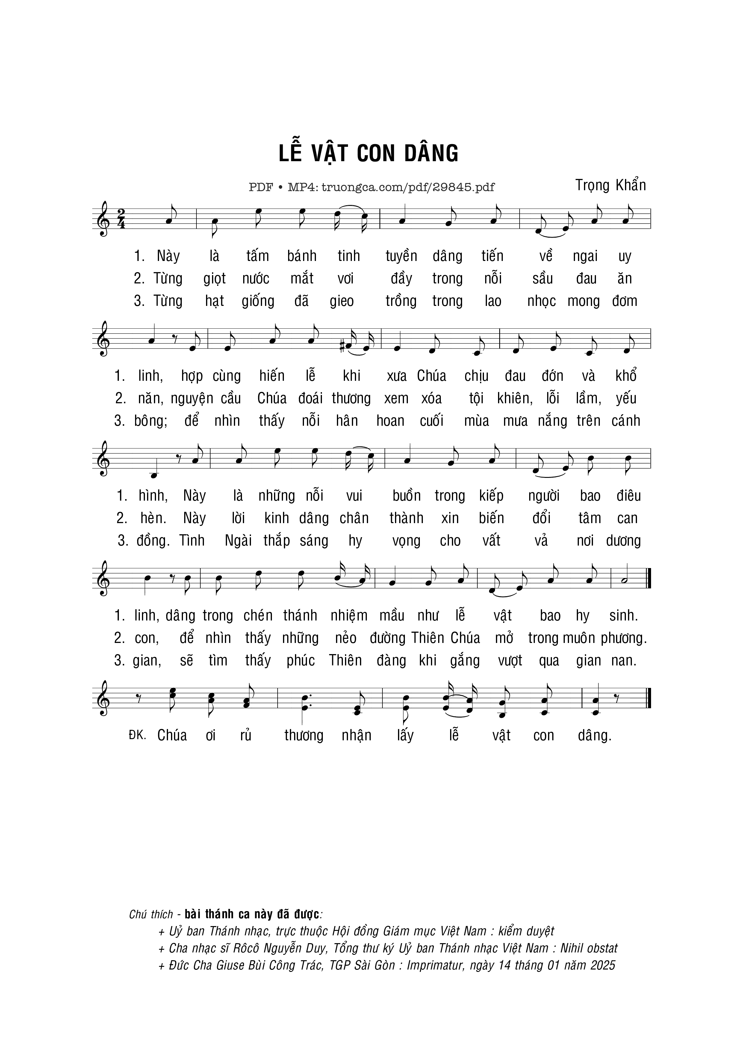 Sheet PDF of Lễ vật con dâng