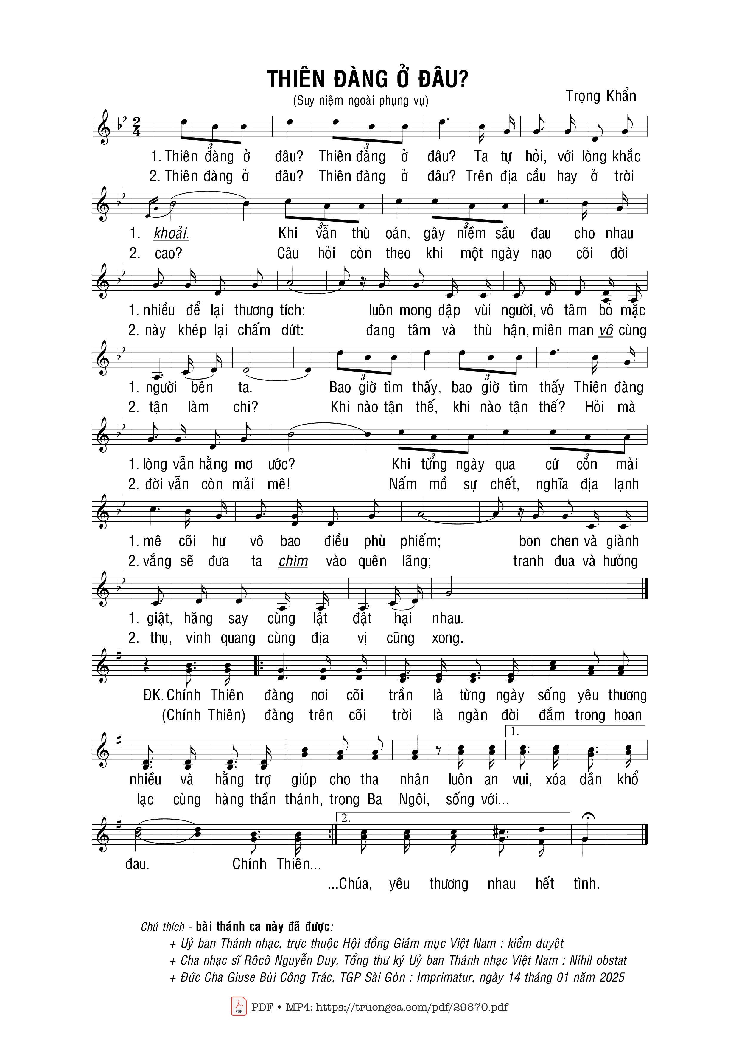 Sheet PDF of Thiên đàng ở đâu?