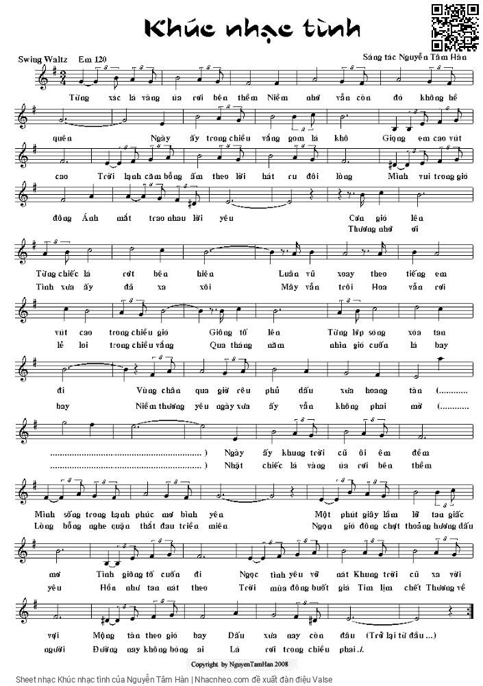 Sheet PDF of Khúc nhạc tình