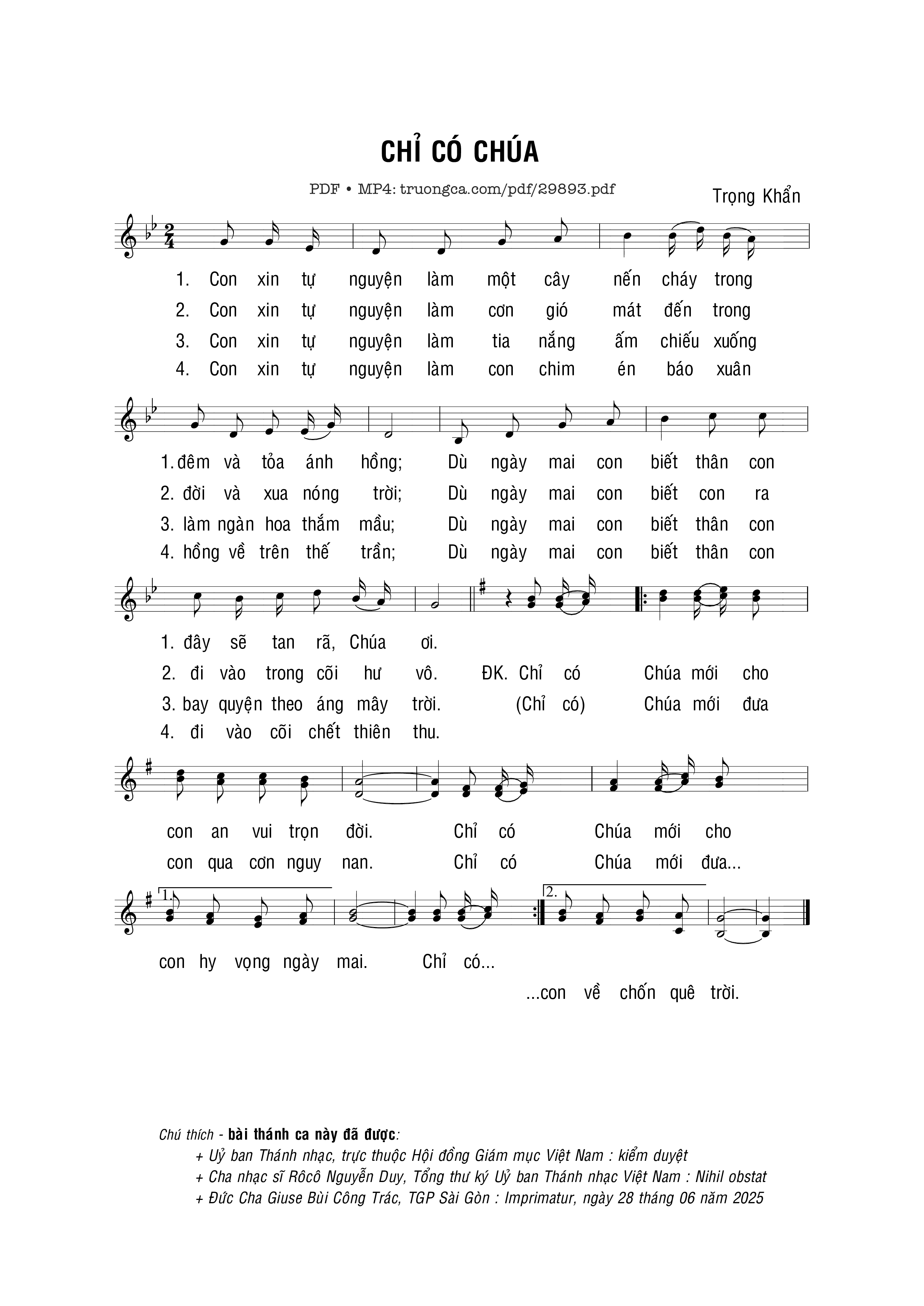 Sheet PDF of Chỉ có Chúa