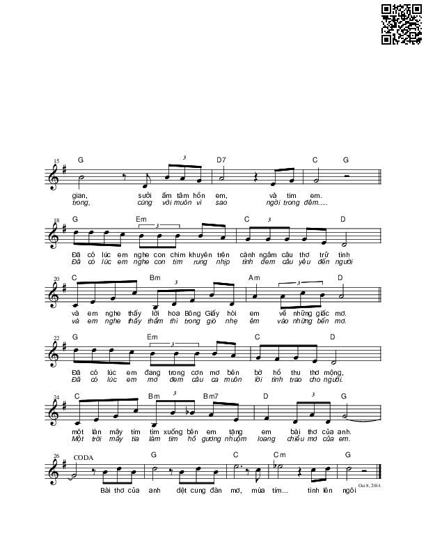 Page 2 of Sheet music PDF Bài thơ tím - Nguyên Bích