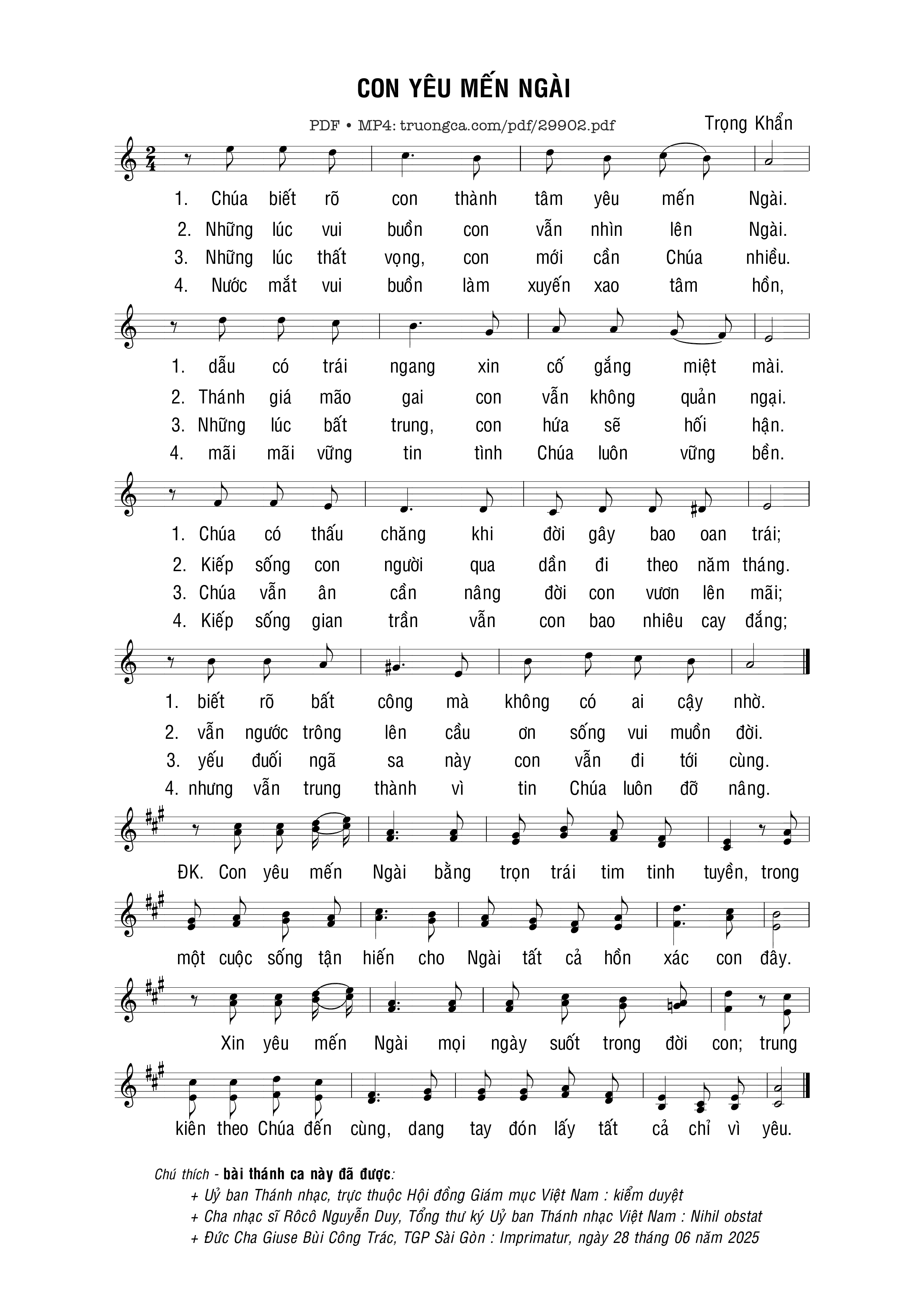 Sheet PDF of Con yêu mến Ngài