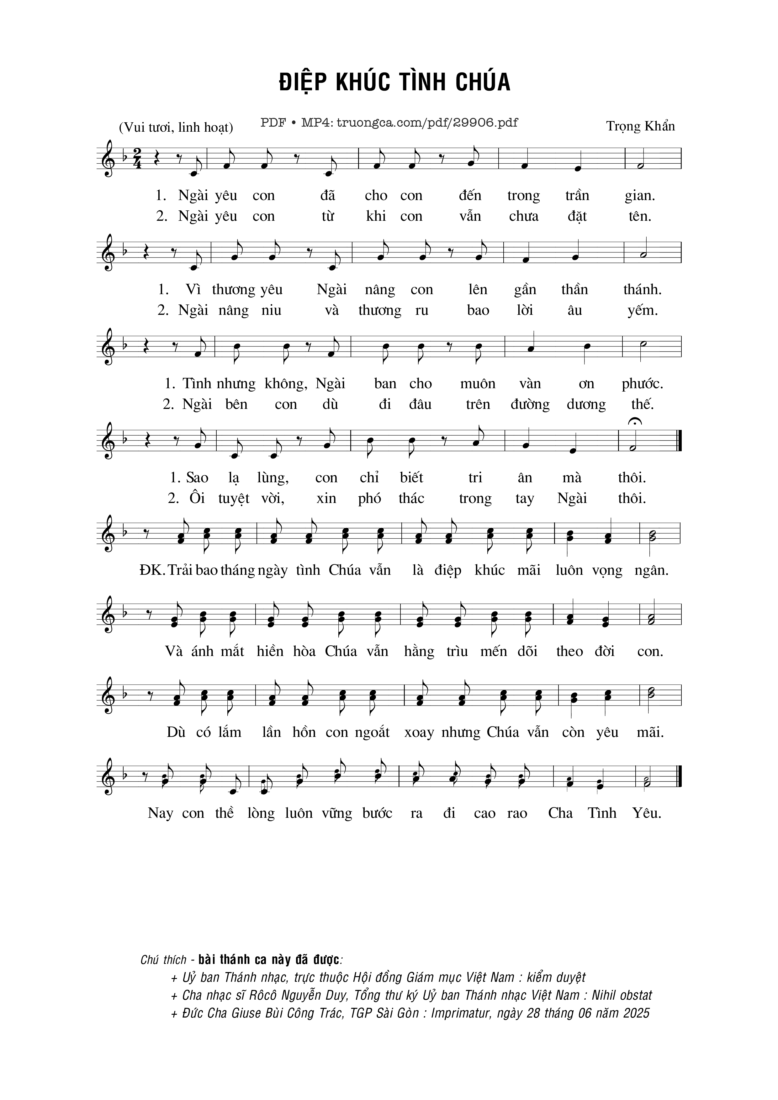 Sheet PDF of Điệp khúc tình Chúa