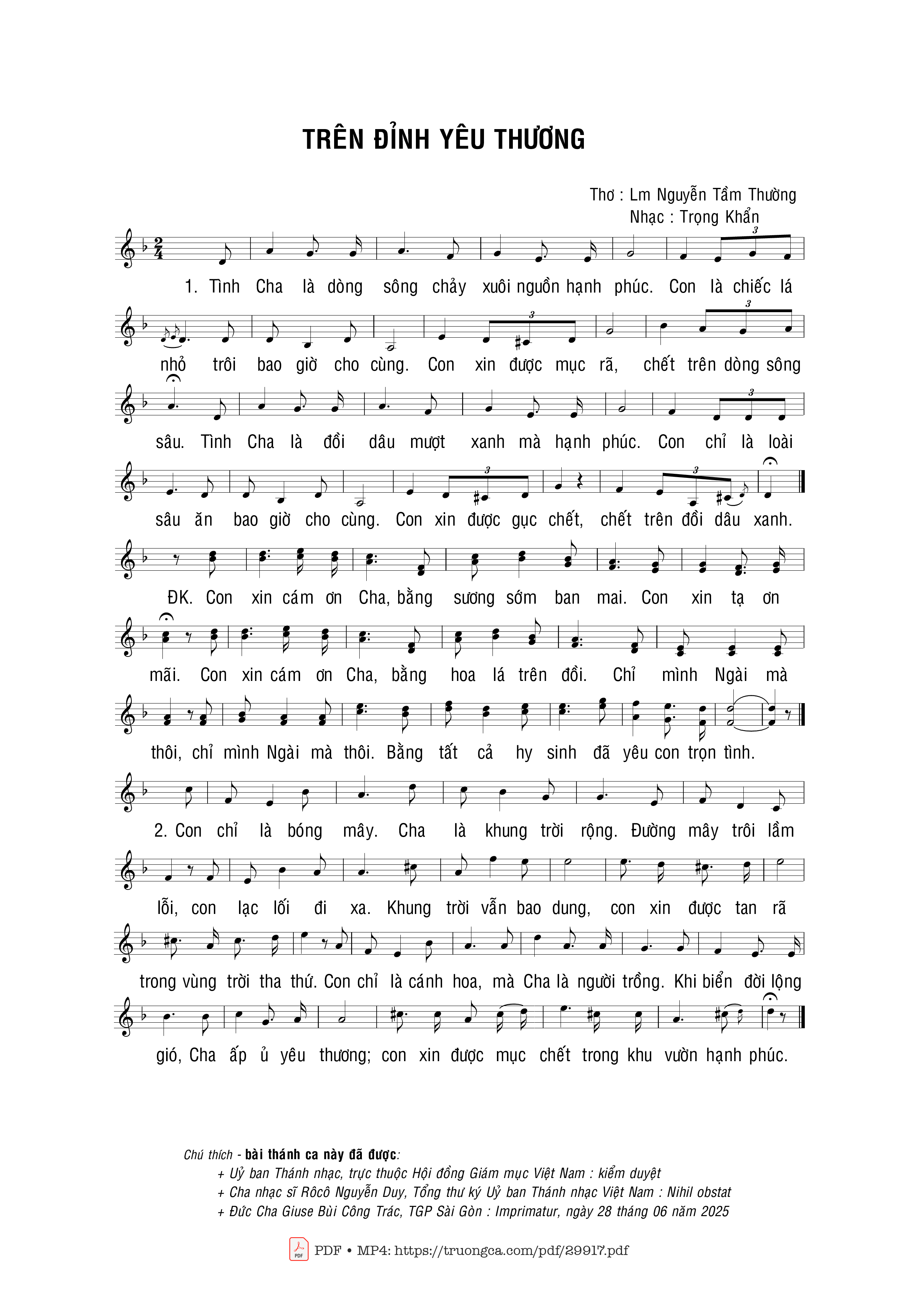 Sheet PDF of Trên đỉnh yêu thương