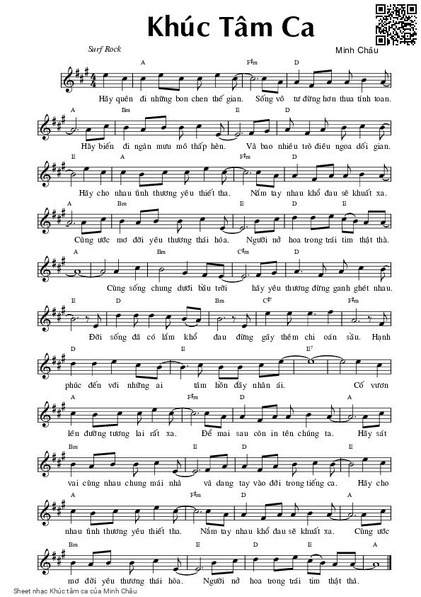 Page 1 of Sheet music PDF Khúc tâm ca - Minh Châu